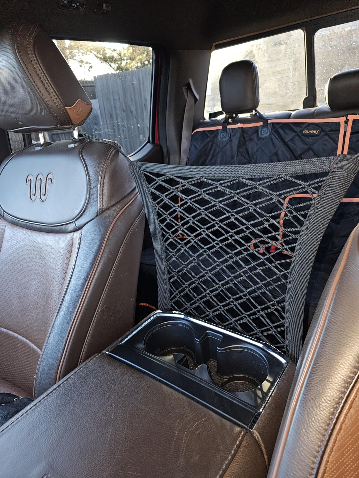 DYKESON Dog Car Net Barrier Pet Barrier with Car Mesh Organizer for Dog & Child, Safety Divider with Storage Pouch, Easy Install for Cars & SUVs customer photo 1