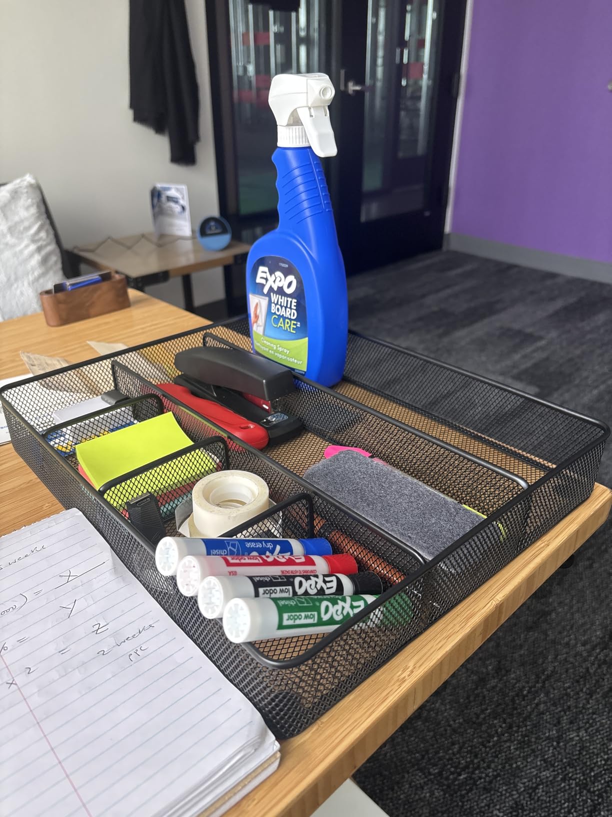 Amazon Basics Metal Mesh Desk Organizer with 6 Compartments, Anti-Slip Pen Holder Storage Tray for Office Supplies and Home, Black customer photo 1