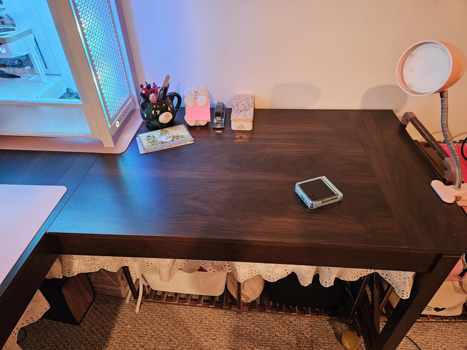 Bush Home Key West 60W Modern Farmhouse L Shaped Desk in Bing Cherry, 60-Inch Corner Computer Table for Home Office Workspace customer photo 2