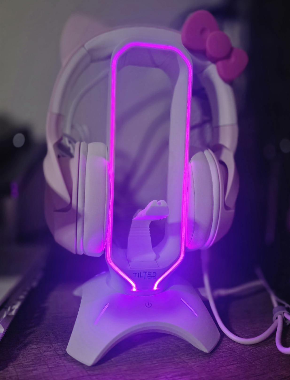 Tilted Nation Gaming Headset Stand with Mouse Bungee and USB Hub customer photo 1