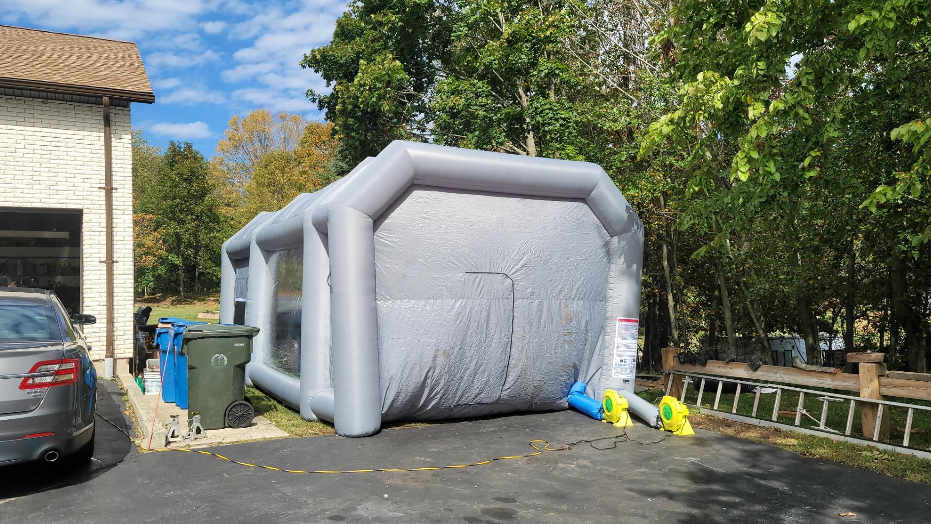 Sewinfla Professional Inflatable Paint Booth 39x20x13Ft with 3 Blowers (1100W+1100W+950W) & Air Filter System Portable Paint Booth Tent Garage Inflatable Spray Booth Painting for Cars customer photo 1