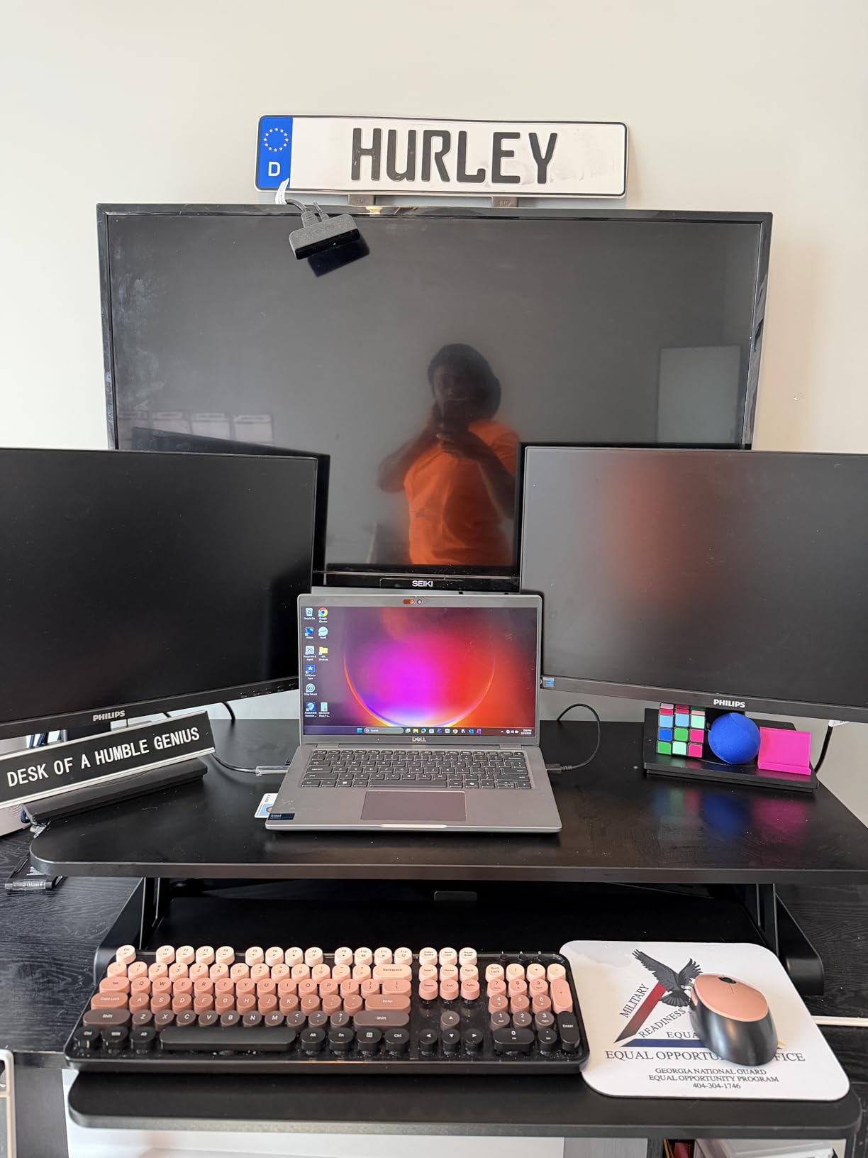 TechOrbits Standing Desk Converter - 32 Inch Adjustable Sit to Stand Up Workstation, Particle Board, Dual Monitor Desktop Riser with Keyboard Tray, for Home Office Laptop, Black 32