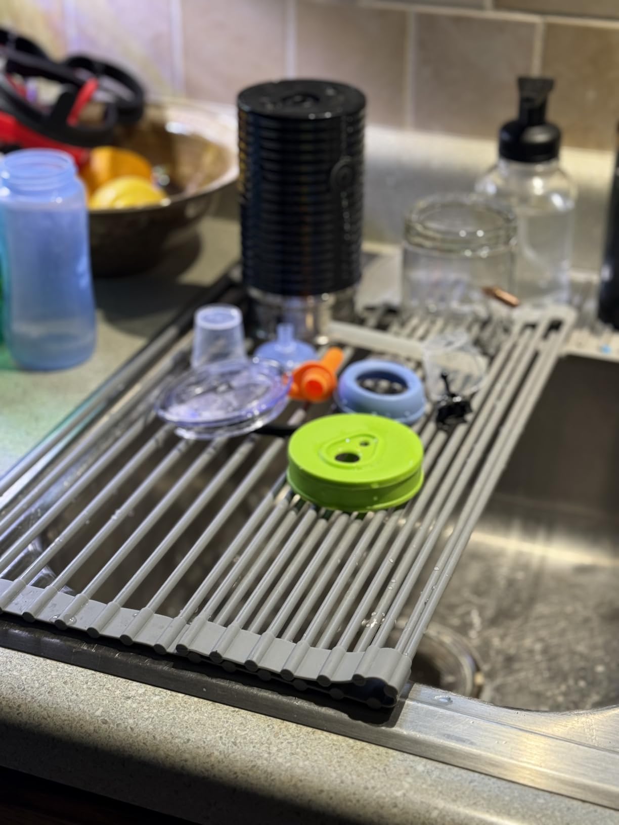 Ohuhu Over Sink Dish Drying Rack, Silicone Wrapped 17.6