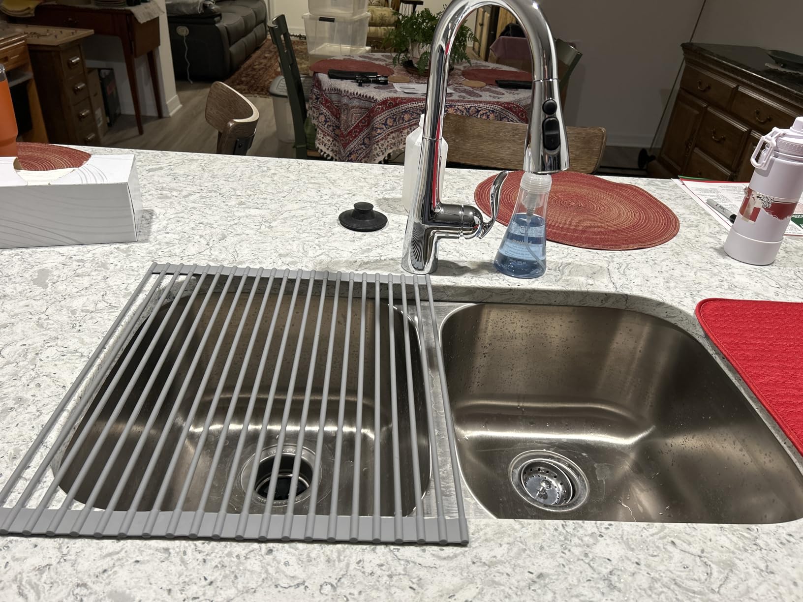 Ohuhu Over Sink Dish Drying Rack, Silicone Wrapped 17.6