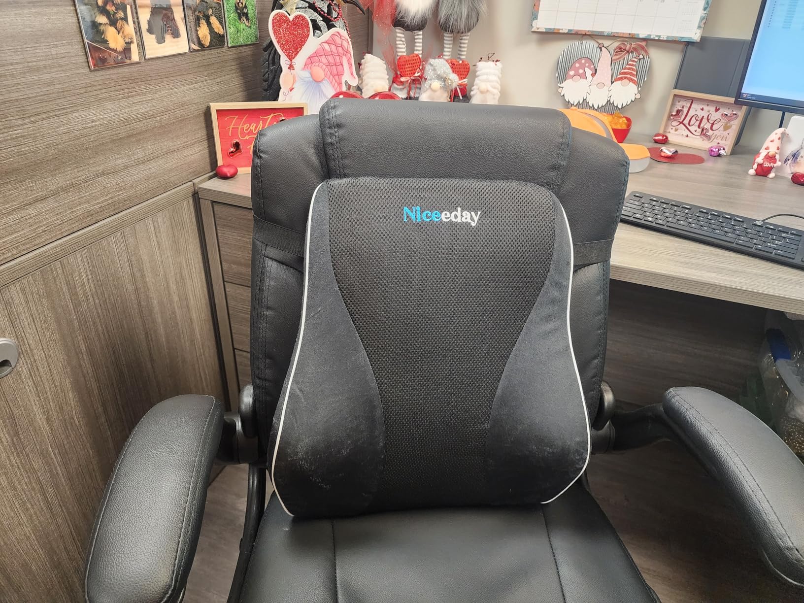 Niceeday Lumbar Support Pillow for Office Chair Car Back Support Pillow, Memory Foam Gaming Chair Desk Chair Back Cushion for Lower Back Pain Relief customer photo 1