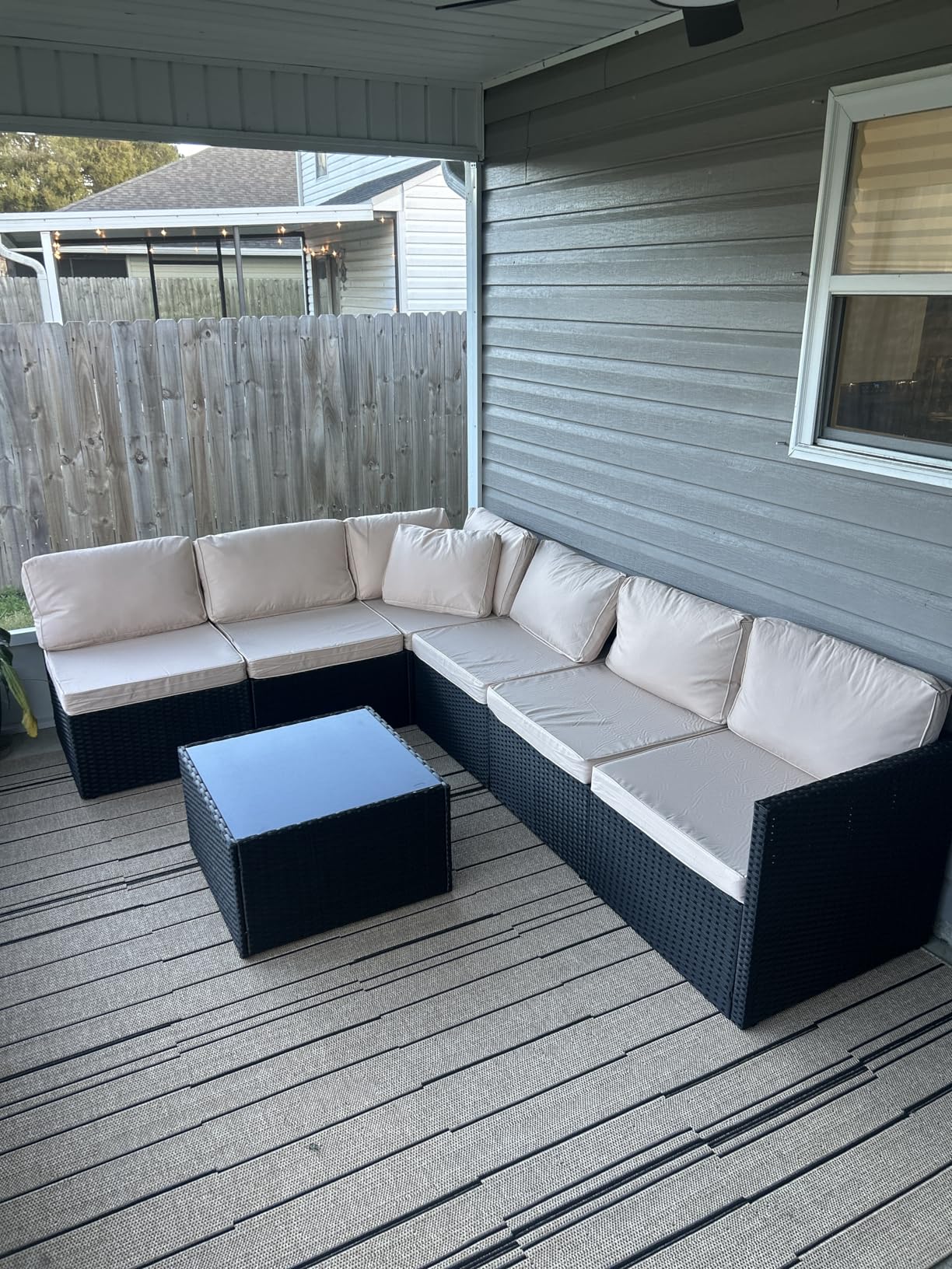 Pamapic 7 Pieces Outdoor Sectional Furniture, Wicker Patio sectional Furniture Sets, All-Weather Rattan Sectional Sofa Conversation Set with Coffee Table and Washable Couch Cushions Covers customer photo 1