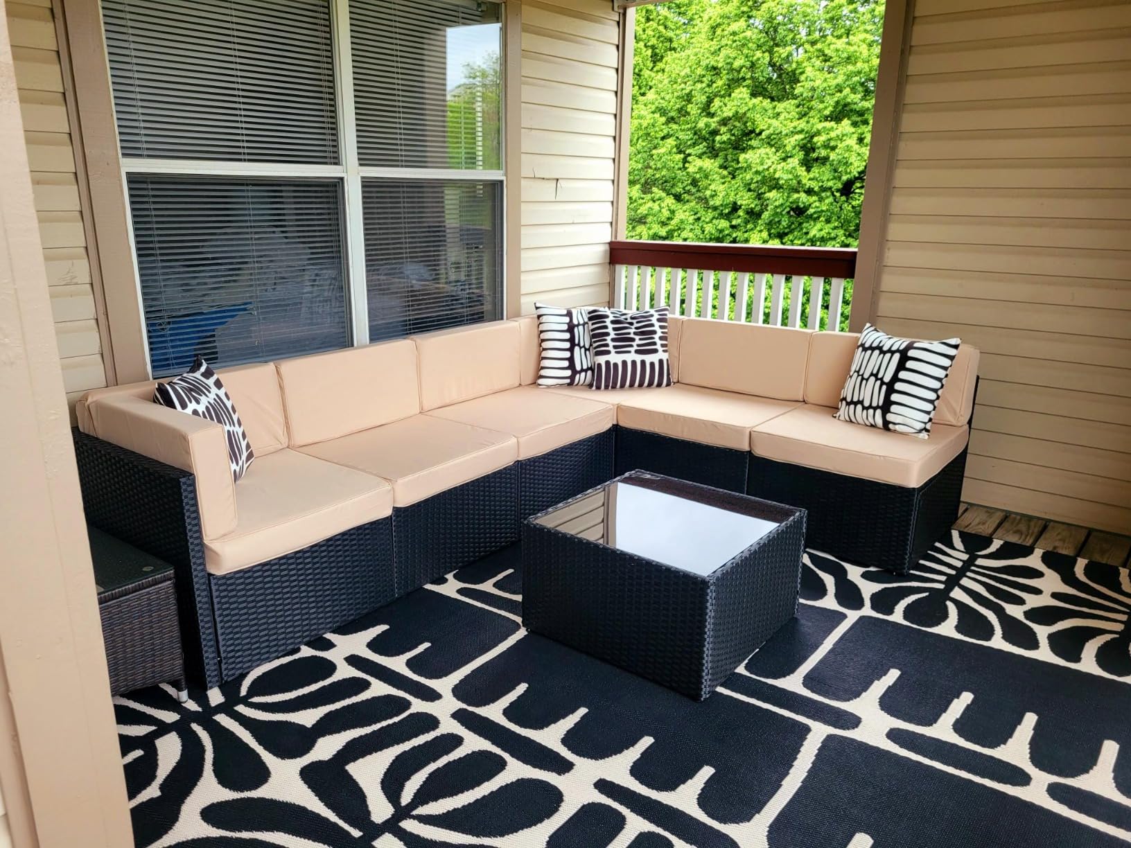 Pamapic 7 Pieces Outdoor Sectional Furniture, Wicker Patio sectional Furniture Sets, All-Weather Rattan Sectional Sofa Conversation Set with Coffee Table and Washable Couch Cushions Covers customer photo 2
