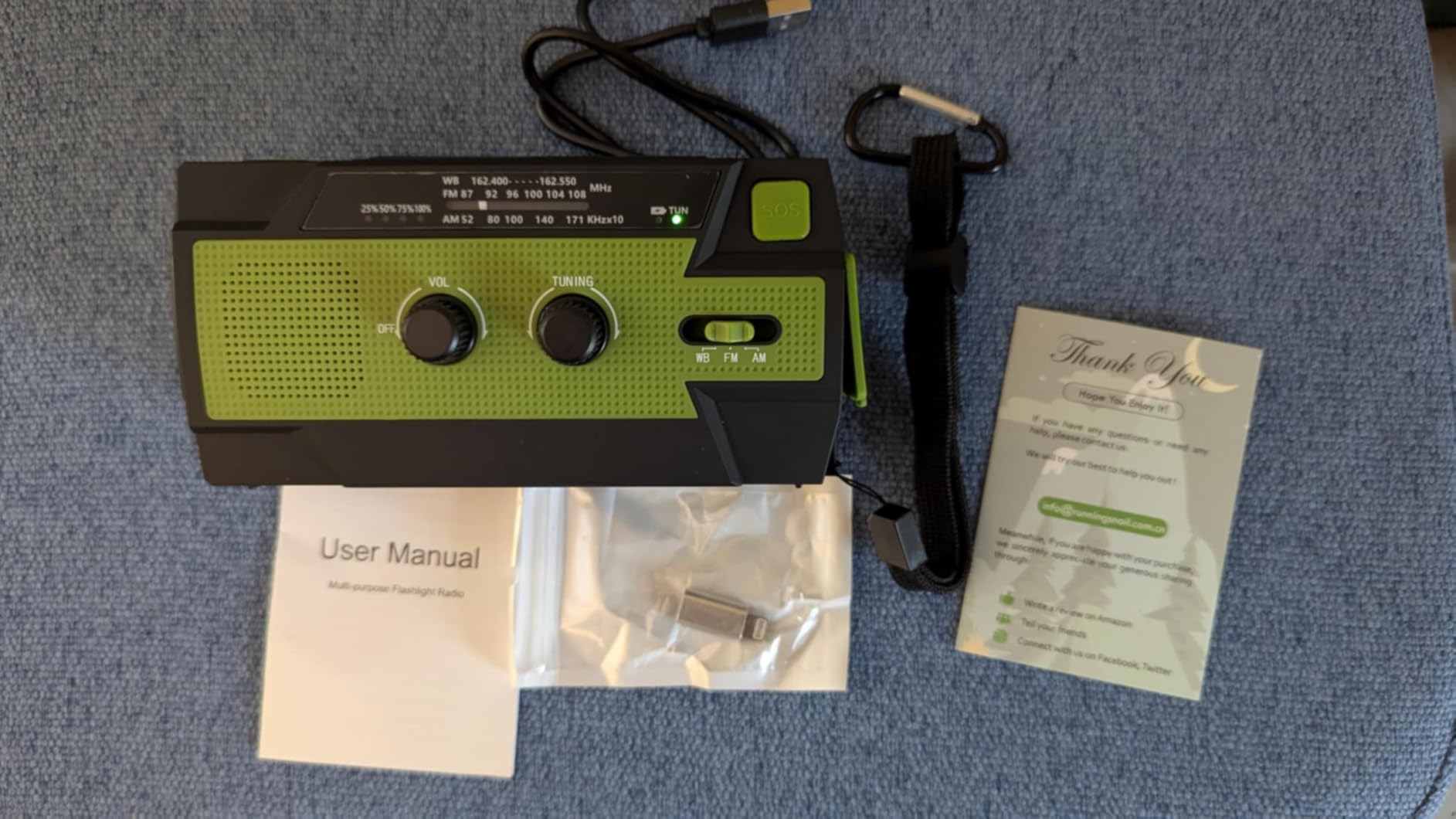 Emergency Crank Weather Radio, 14800mWh Solar Hand Crank Portable AM/FM/NOAA Weather Radio with 1W 3 Mode Flashlight & Reading Lamp, Cell Phone Charger, SOS for Home and Emergency customer photo 1