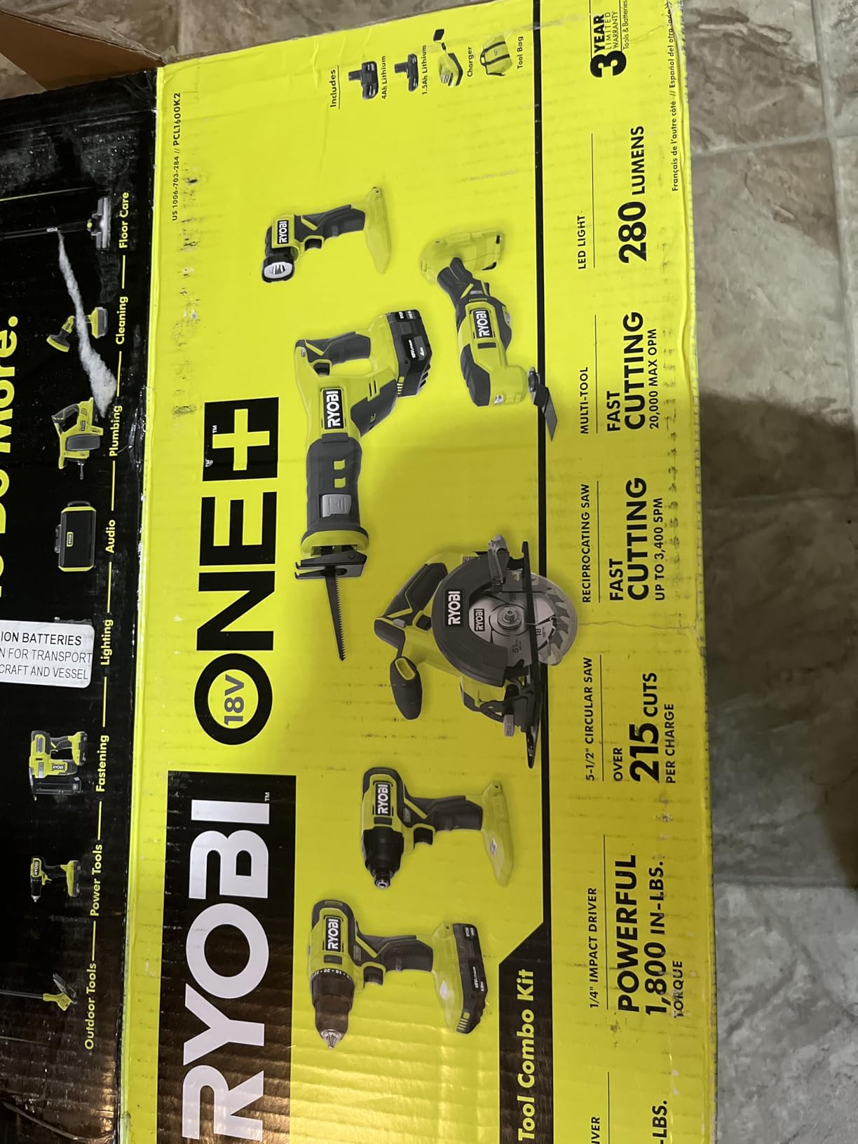P1819 18V One+ Lithium Ion Combo Kit (6 Tools: Drill/Driver, Impact Driver, Reciprocating Saw, Circular Saw, Multi-Tool, LED Worklight, 4.0 Ah & 1.5 Ah Battery, Charger, Bag) customer photo 1