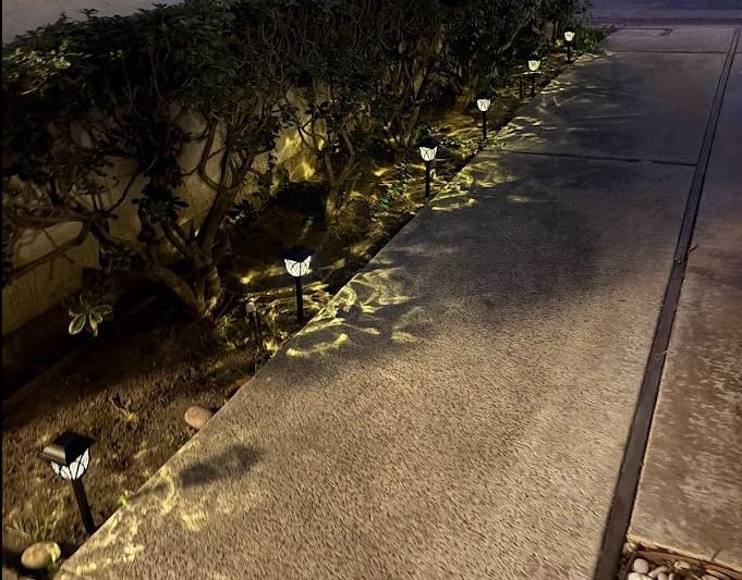 GIGALUMI 6 Pack Solar Lights Outdoor Waterproof, LED Solar Garden Lights, Outdoor Decorations, Garden Decor for Yard, Patio, Landscape, Planter, Walkway (Warm White) customer photo 1