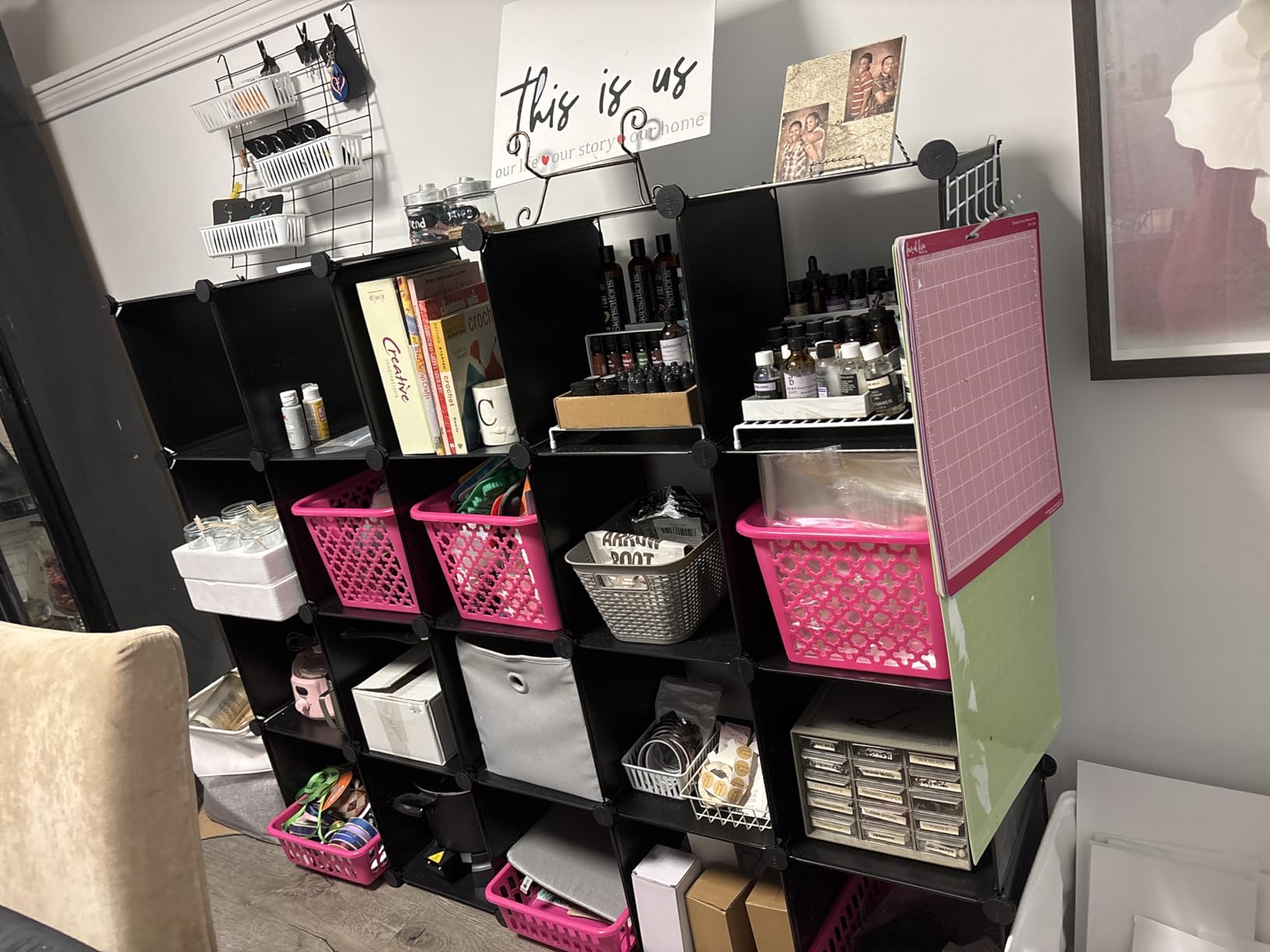 C&AHOME Cube Storage Organizer, 16-Cube Shelves Units, Plastic Storage Cubes, DIY Closet Organizer, Modular Closet Storage Shelves Ideal for Home, Bedroom, 48.4