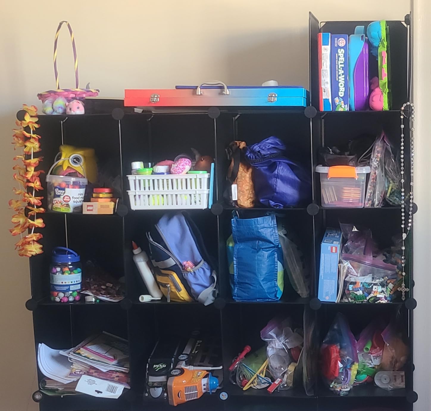 C&AHOME Cube Storage Organizer, 16-Cube Shelves Units, Plastic Storage Cubes, DIY Closet Organizer, Modular Closet Storage Shelves Ideal for Home, Bedroom, 48.4