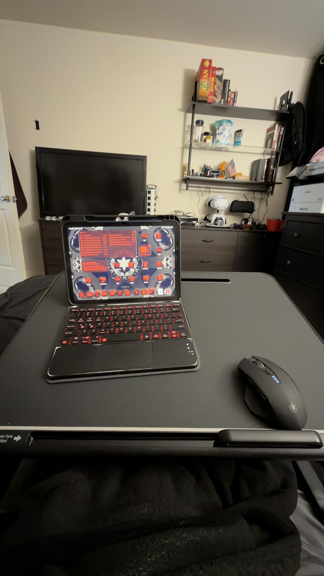 Laptop Bed Tray Desk, SAIJI X-Large Adjustable Laptop Table, Foldable Laptop Desk with Storage Drawer and Bookstand for Eating, Working, Writing, Gaming, Drawing customer photo 1