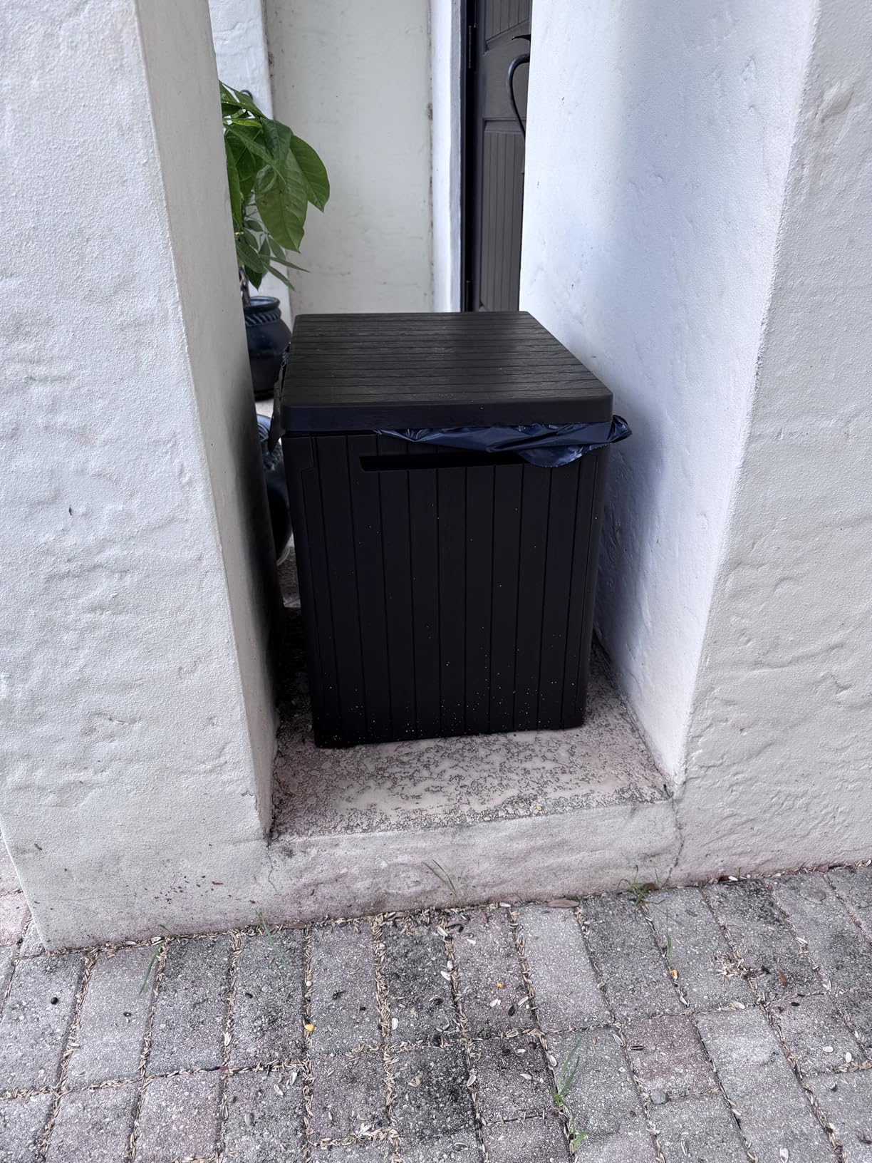 Keter City 30 Gallon Resin Outdoor Storage Box and Patio Furniture Side Table for Pool and Garden Accessories, Brown customer photo 2