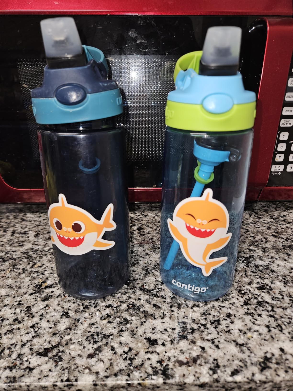 Contigo Aubrey Kids Water Bottle, 2-Pack, 14oz, Dinos & Sharks, Spill-Proof Lid, Dishwasher Safe, Blue & Green customer photo 1
