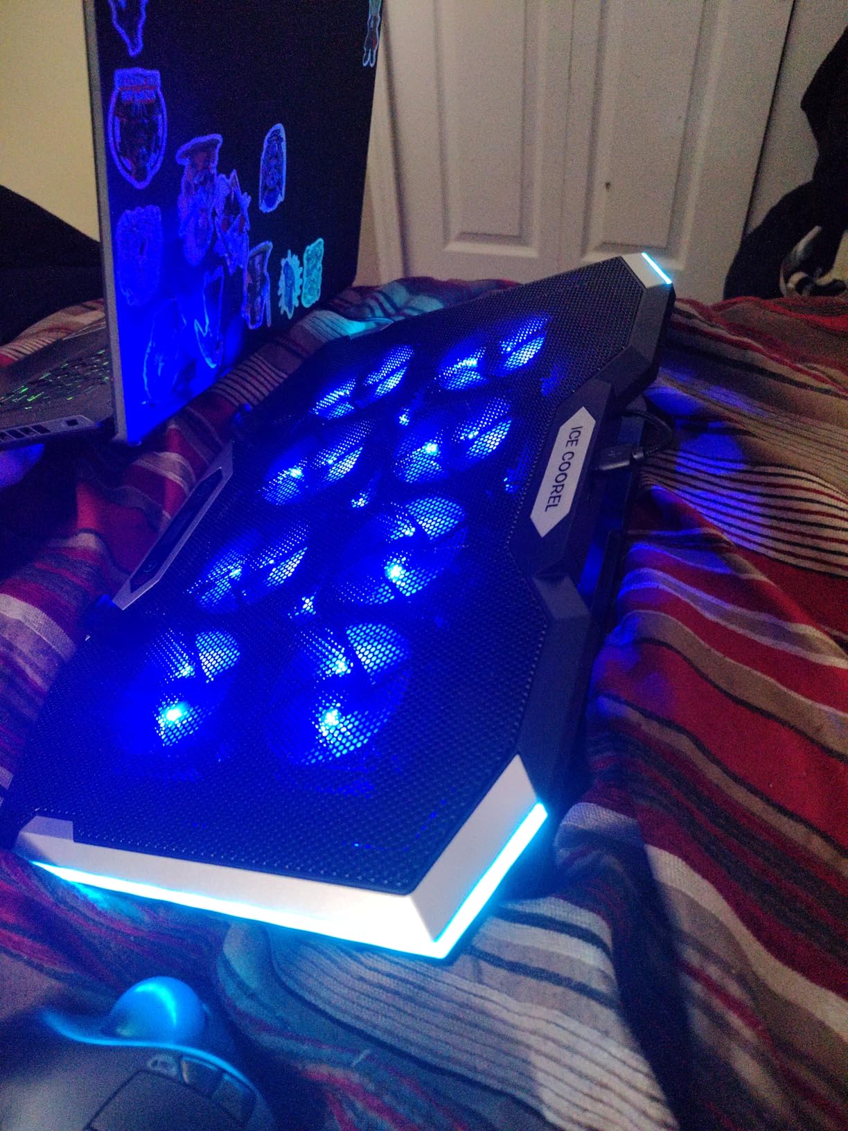 ICE COOREL Gaming Laptop Cooling Pad 15-17.3 Inch, Laptop Fan with 6 RGB Cooling Fans, Laptop Cooling Stand with 6 Height Adjustable, Laptop Cooler with LCD Screen, 2 USB Ports, Phone Stand customer photo 2
