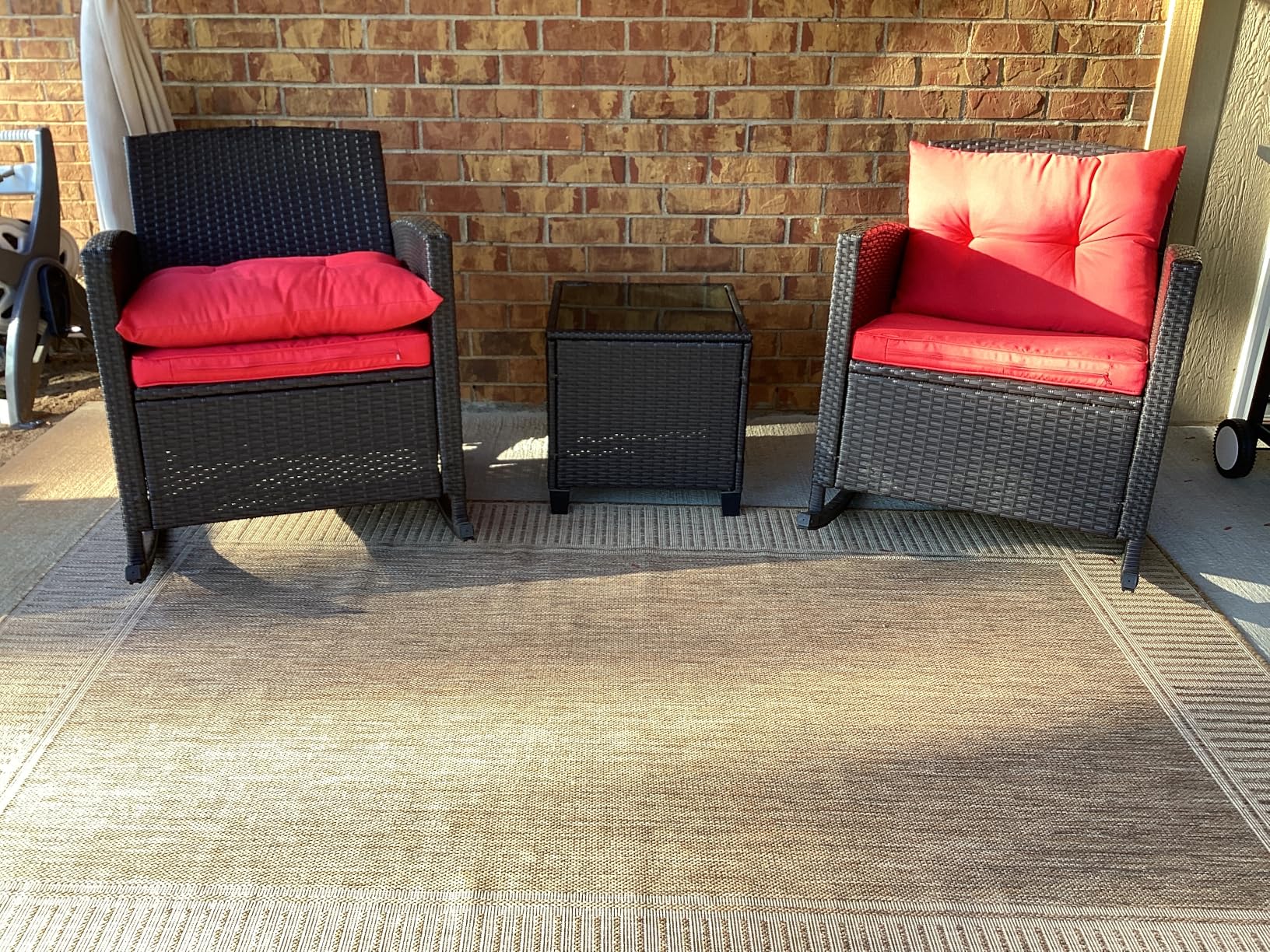 Nuloom Asha Light Brown/Ivory, 5' x 8', Casual, Striped Border, Soft and Cozy, High Traffic, Stain Resistant, Easy Clean, Durable Area Rug for Indoor/Outdoor Patio, Deck, Porch, Garden, Courtyard customer photo 1