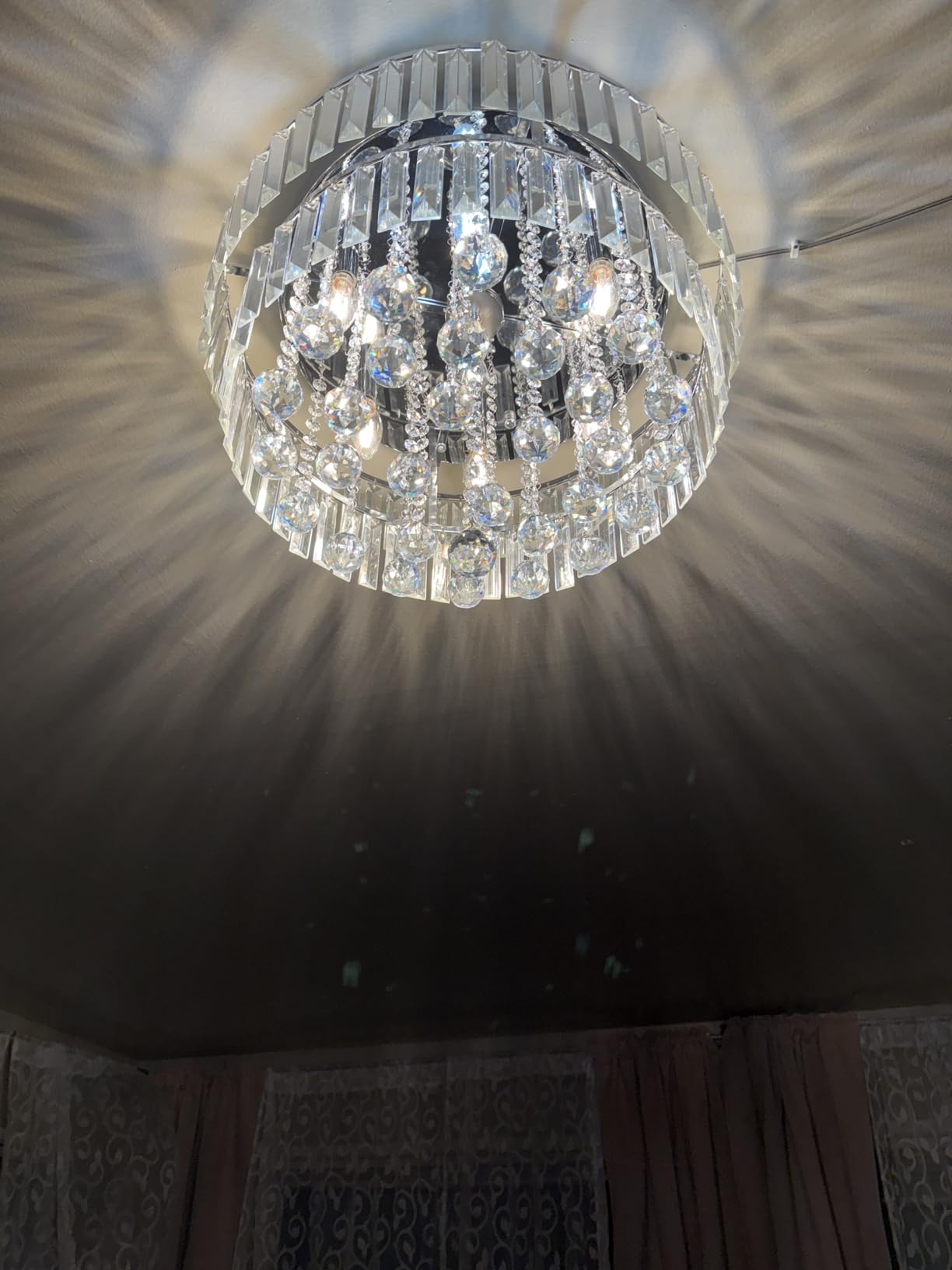 Saint Mossi 8-Lights Crystal Chandelier Light Fixture with K9 Crystals, Modern Flush Mount Ceiling Light Fixtures Modern Chandelier for Bedroom,Dining Room,Livingroom,H8 x D18 customer photo 1