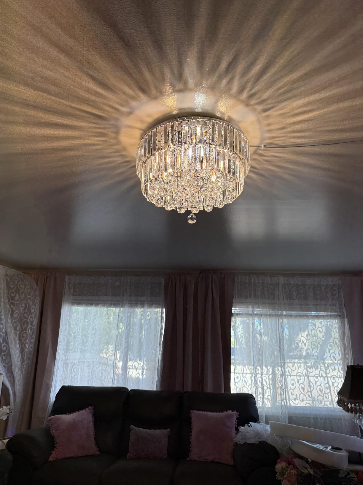 Saint Mossi 8-Lights Crystal Chandelier Light Fixture with K9 Crystals, Modern Flush Mount Ceiling Light Fixtures Modern Chandelier for Bedroom,Dining Room,Livingroom,H8 x D18 customer photo 2