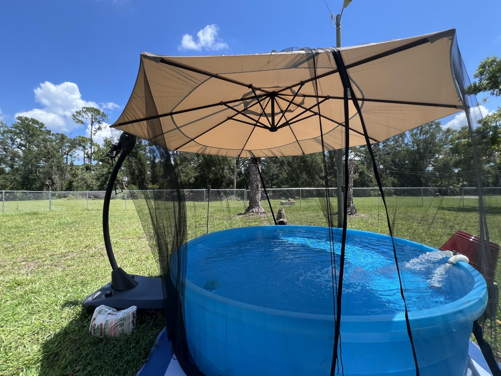 Grand patio 11FT Cantilever Umbrella with Base Outdoor Large Round Aluminum Offset Umbrella for Patio Garden Backyard (Champagne, 11 FT) customer photo 2