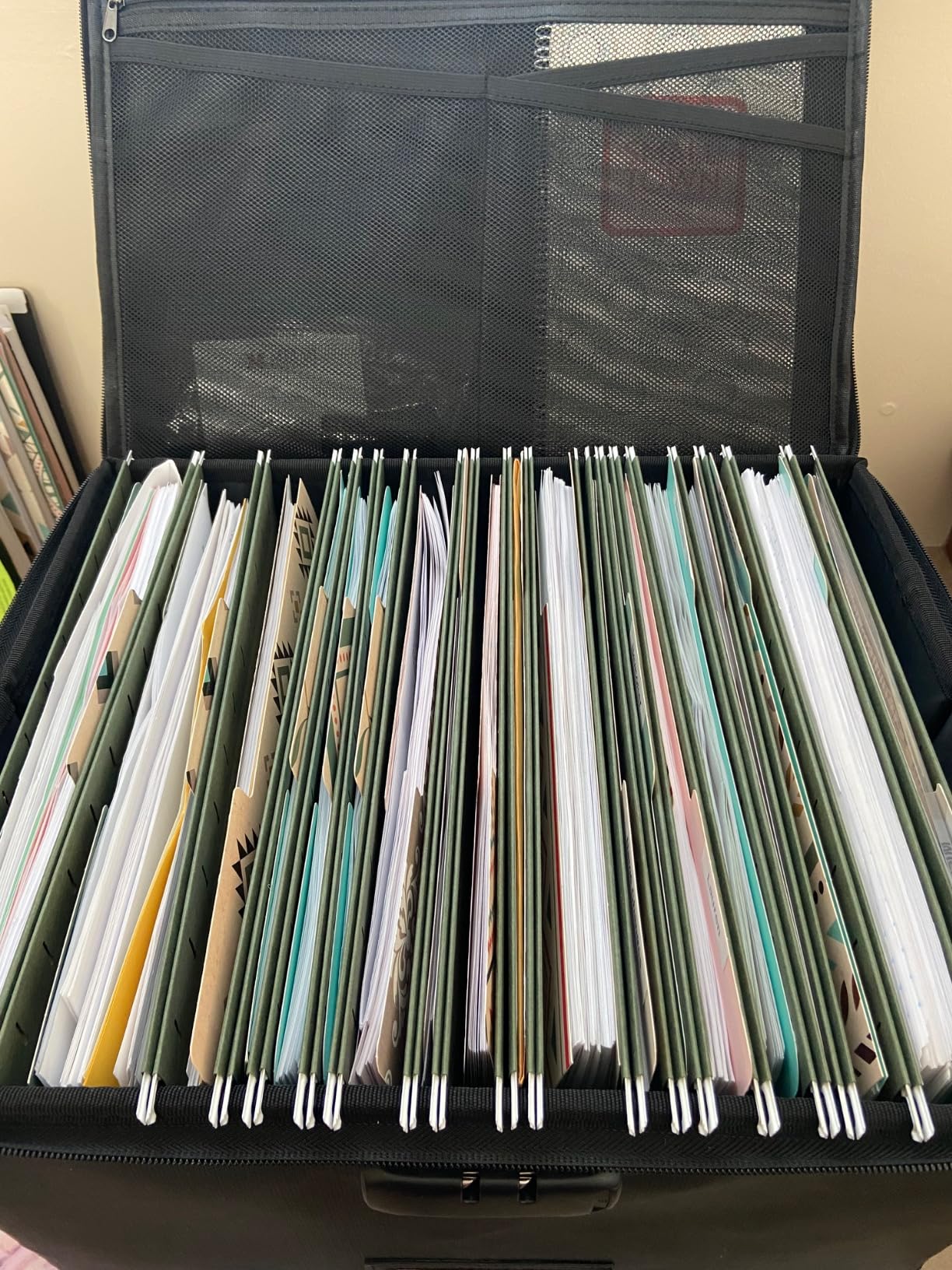 ENGPOW File Box with Lock, Fireproof Document Box with Zipper and Pockets, Collapsible File Organizer Filing Storage Cabinet with Handle, Portable Home Office Safe for Hanging Letter/Legal Folder, Black customer photo 2