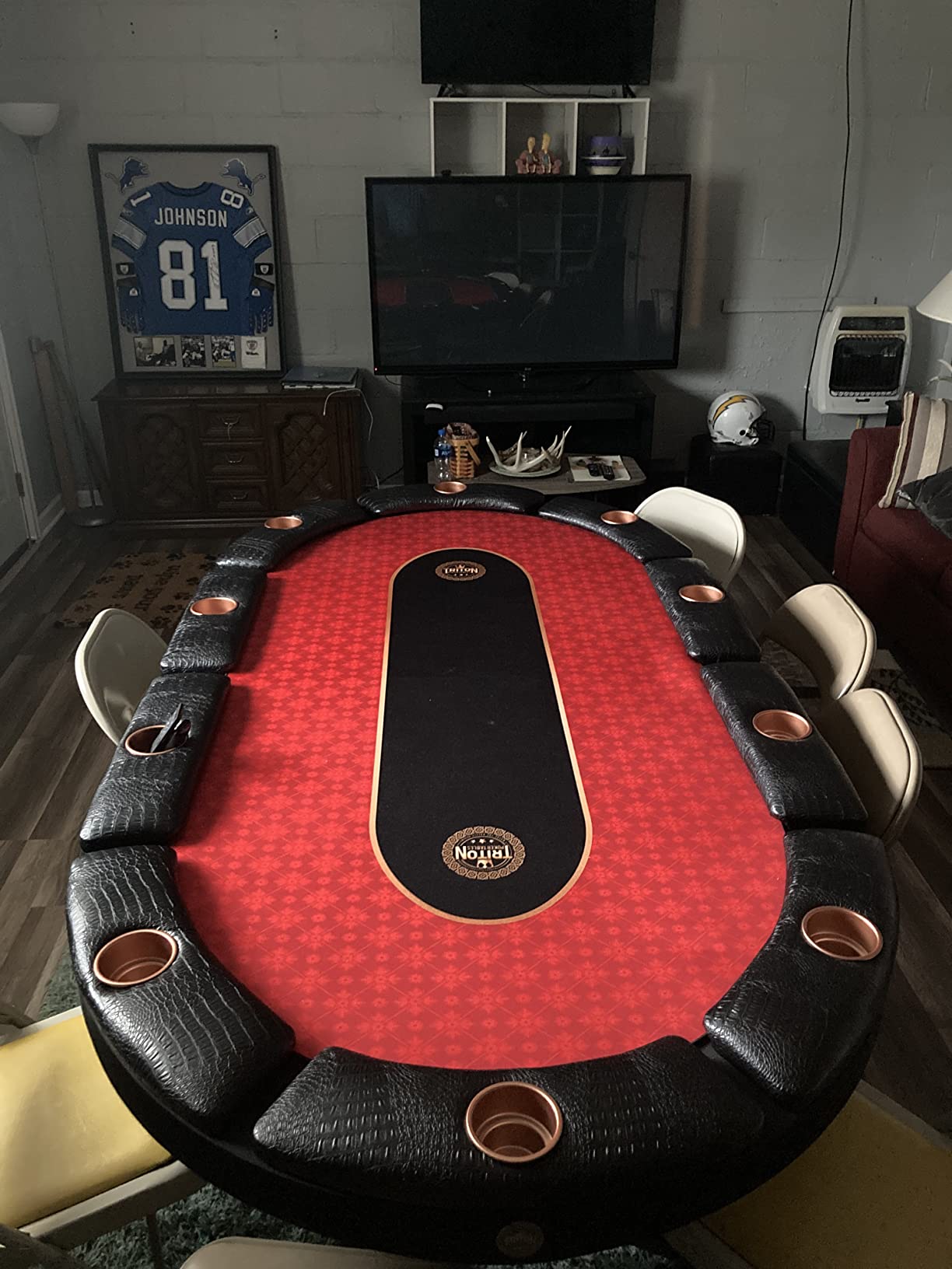 Triton Premium Foldable Poker Table - Leather Poker Table for 10 Players Long-Lasting, Luxurious Vegas Style Casino Experience at Home, Padded Armrests and Cup Holders customer photo 1