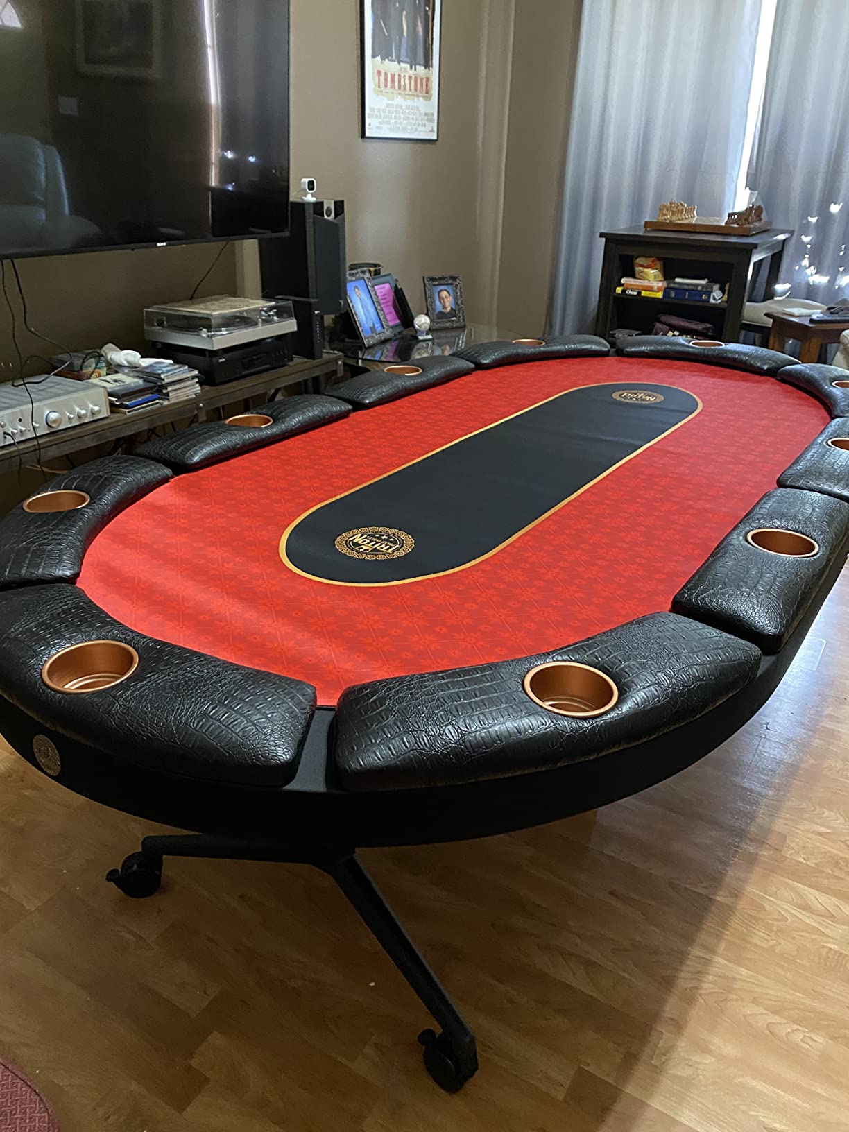 Triton Premium Foldable Poker Table - Leather Poker Table for 10 Players Long-Lasting, Luxurious Vegas Style Casino Experience at Home, Padded Armrests and Cup Holders customer photo 2