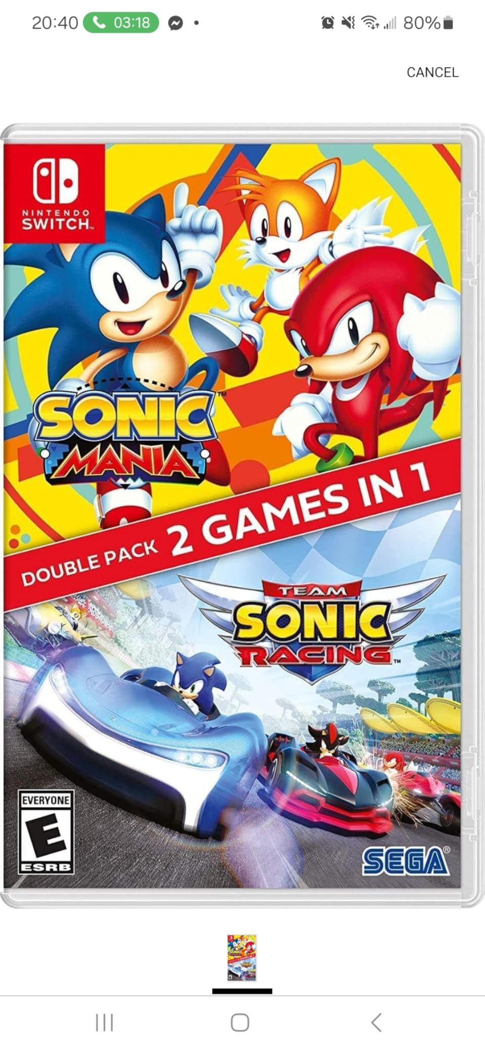 Sonic Mania + Team Sonic Racing Double Pack - Nintendo Switch customer photo 1