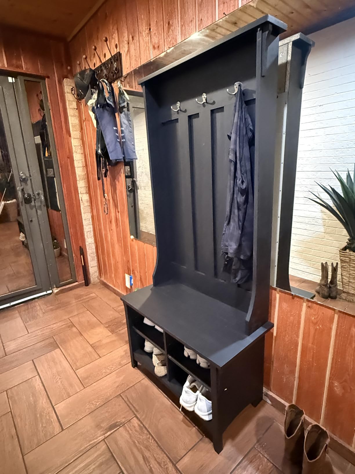 Bush Home Salinas Hall Tree with Shoe Storage Bench in Shiplap Gray and Pure White, Multi-Purpose Home Organizer, Entryway Solution with Seating and Hooks customer photo 1