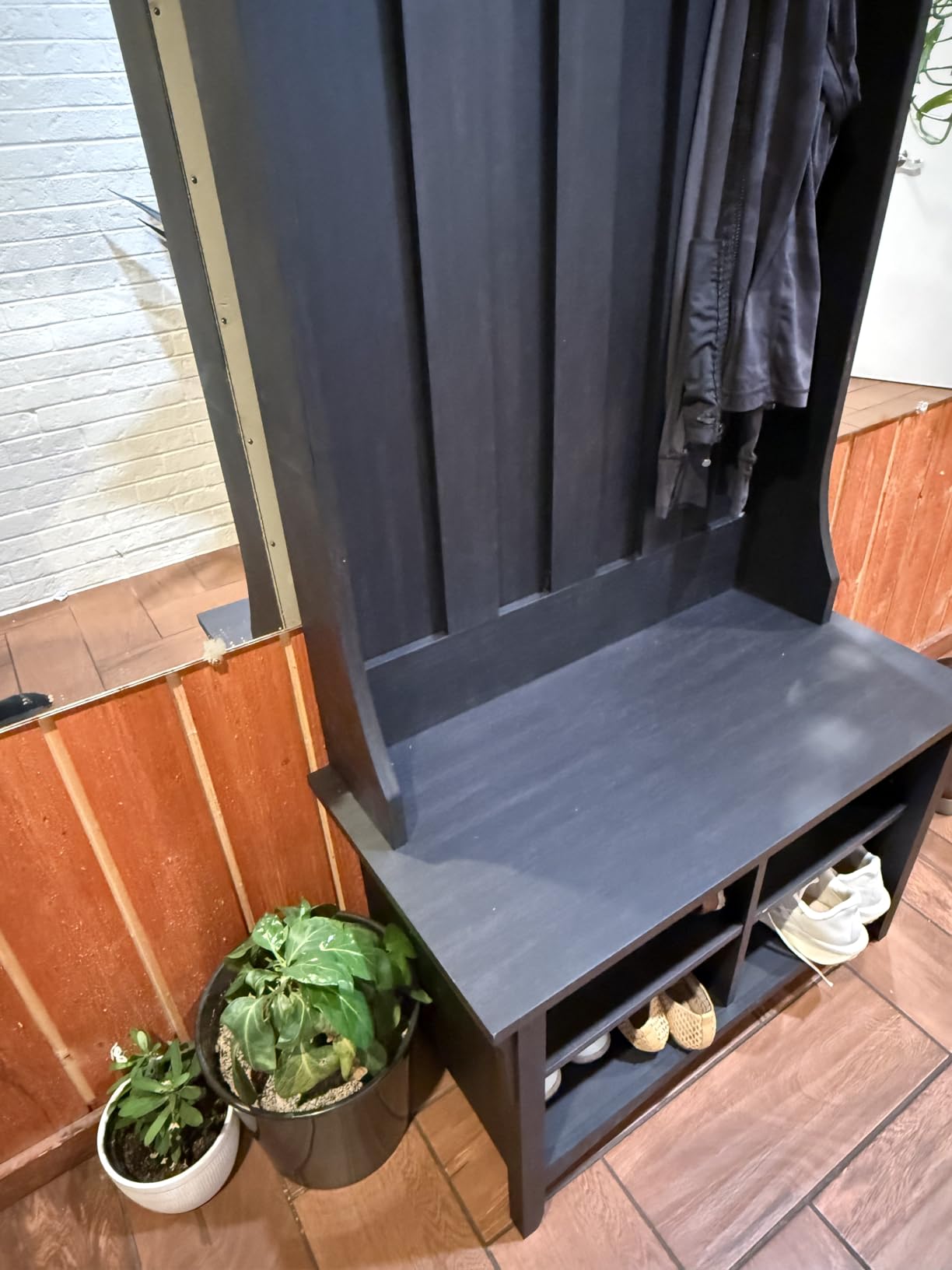 Bush Home Salinas Hall Tree with Shoe Storage Bench in Shiplap Gray and Pure White, Multi-Purpose Home Organizer, Entryway Solution with Seating and Hooks customer photo 2