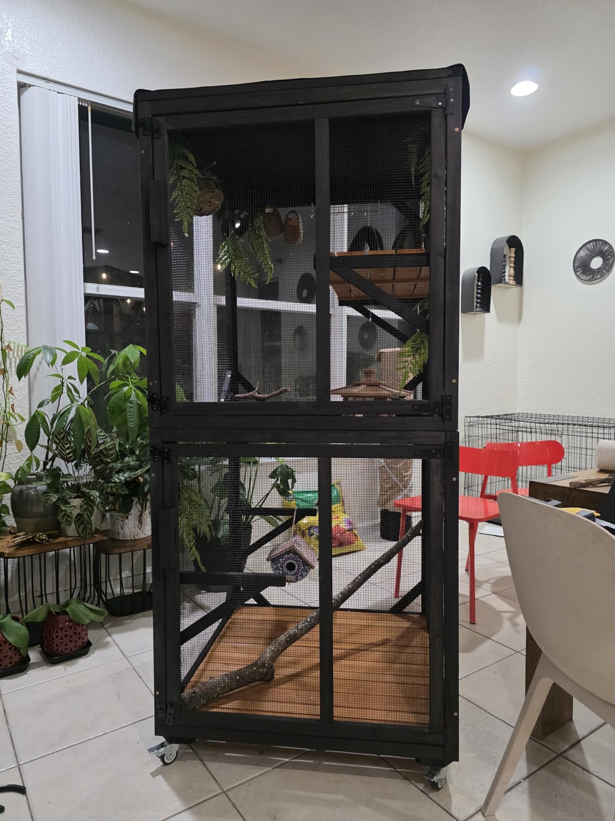 GUTINNEEN Cat House Outdoor Cage Cat Enclosure on Wheels,Large Wooden Kitty Catio with Resting Box,PVC Layer customer photo 1