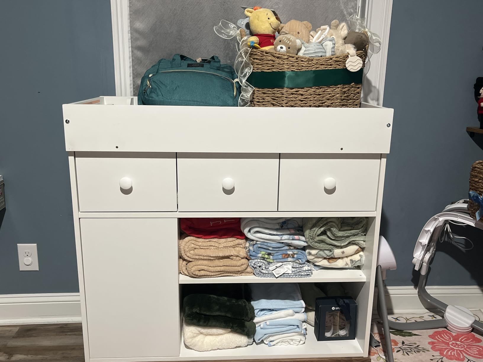 Storkcraft Modern Nursery Changing Table Dresser Combo in White & Vintage Driftwood - GREENGUARD Gold Certified with Removable Changing Table Topper customer photo 2