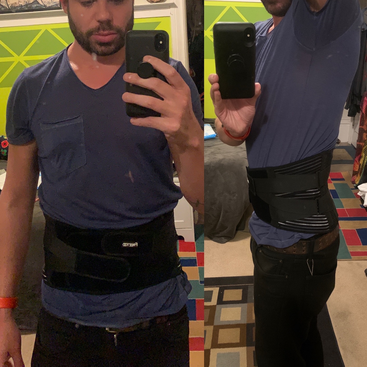 FREETOO Back Braces for Lower Back Pain Relief with 6 Stays, Breathable Back Support Belt for Men/Women for work , Anti-skid lumbar support belt with 16-hole Mesh for sciatica(M) customer photo 2