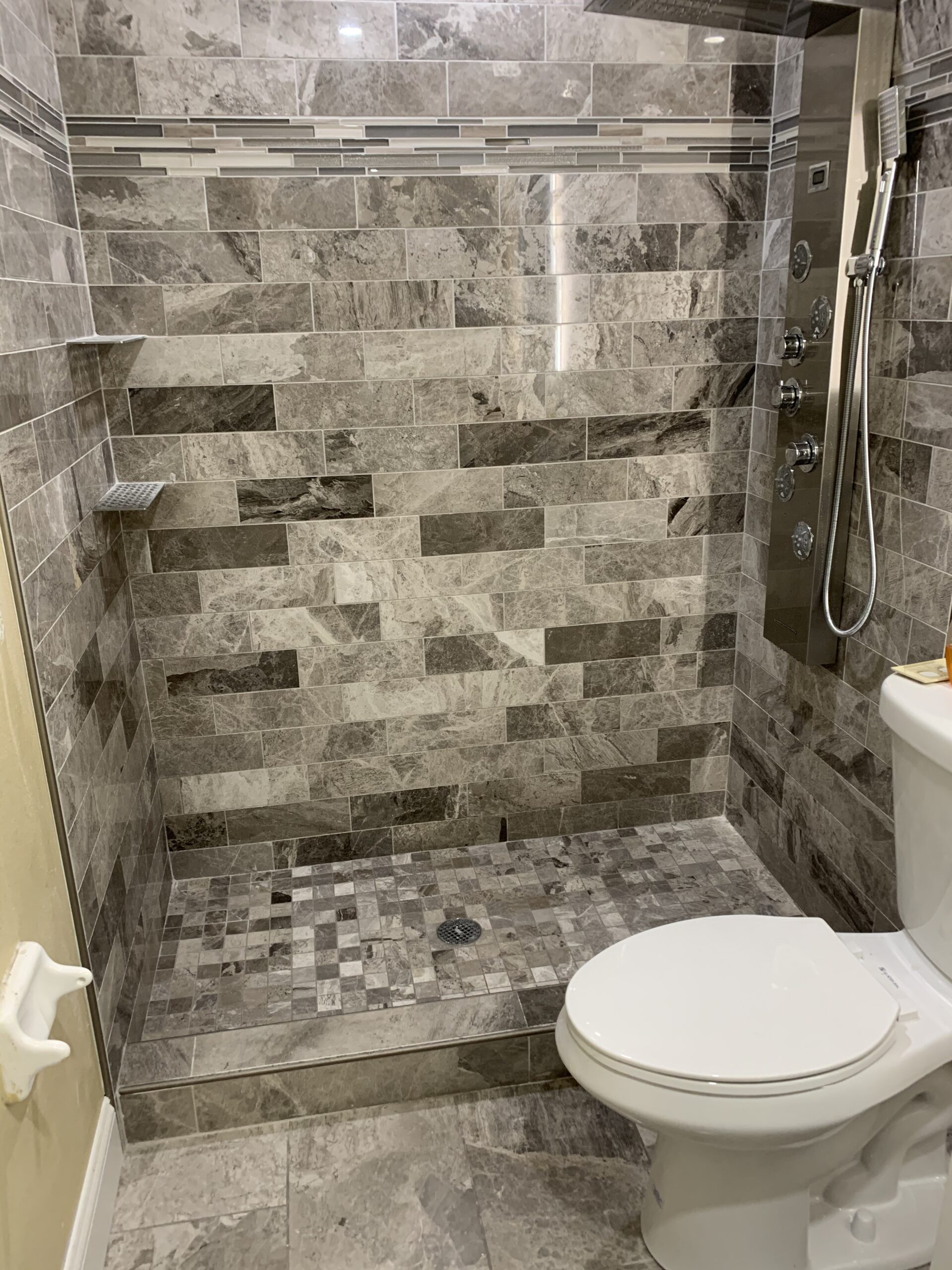 MENATT LED Shower Panel Tower System, 6 in 1 Stainless Steel LED Shower Column, Rainfall & Waterfall Head, Massage Jets, Tub Spout, Handheld Shower(Brushed) customer photo 1