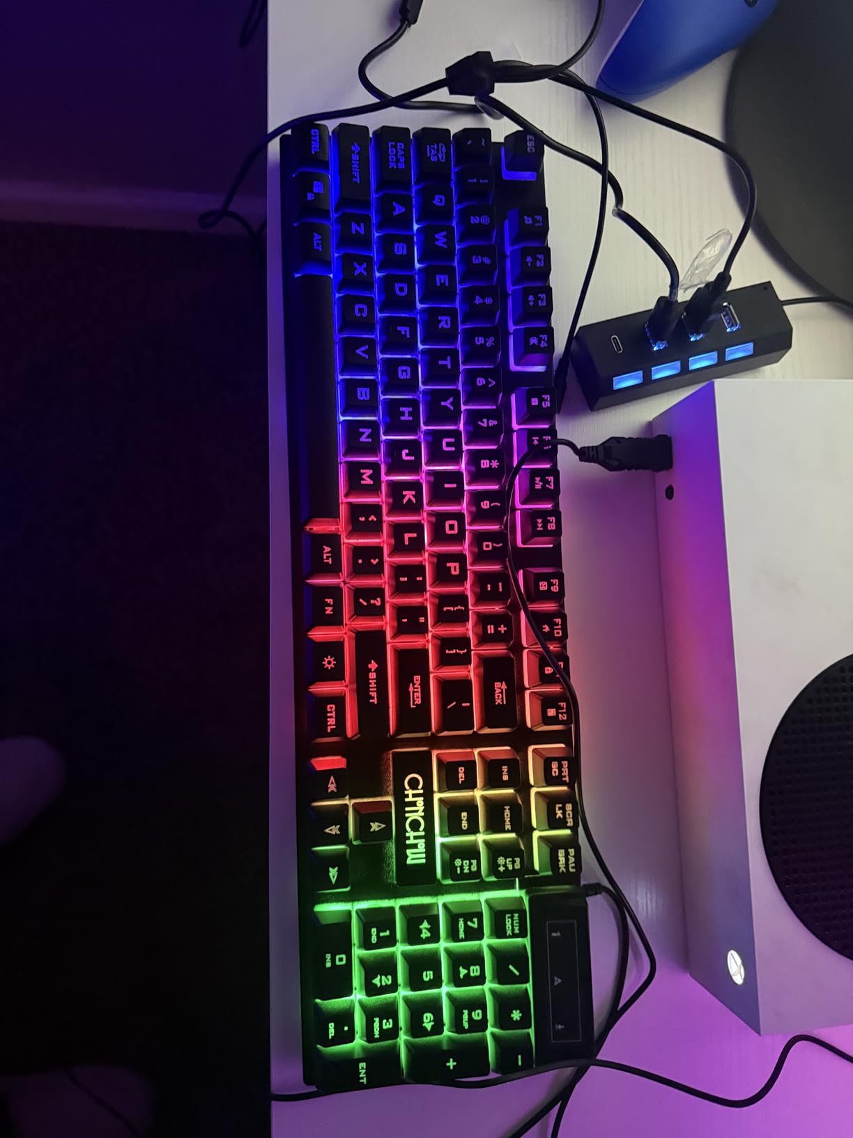 Gaming LED Keyboard Mouse Headset and Mousepad Bundle, CHONCHOW Wired Rainbow LED Light Up Gaming Keyboard Mouse Headset, Value 4 in 1 Game Set for Xbox PS4 PS5 PC Laptop Gamer customer photo 2