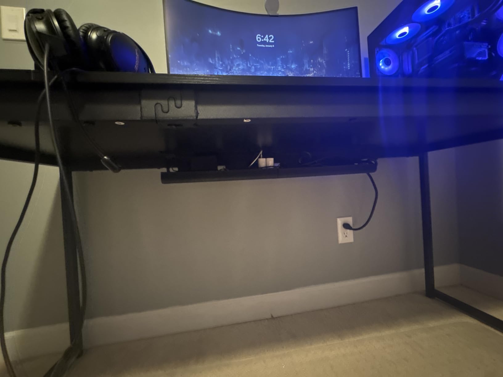 Yecaye 2 Pack Cable Management Under Desk, 31.5 in Under Desk Cable Management Tray, Cord Hider customer photo 1