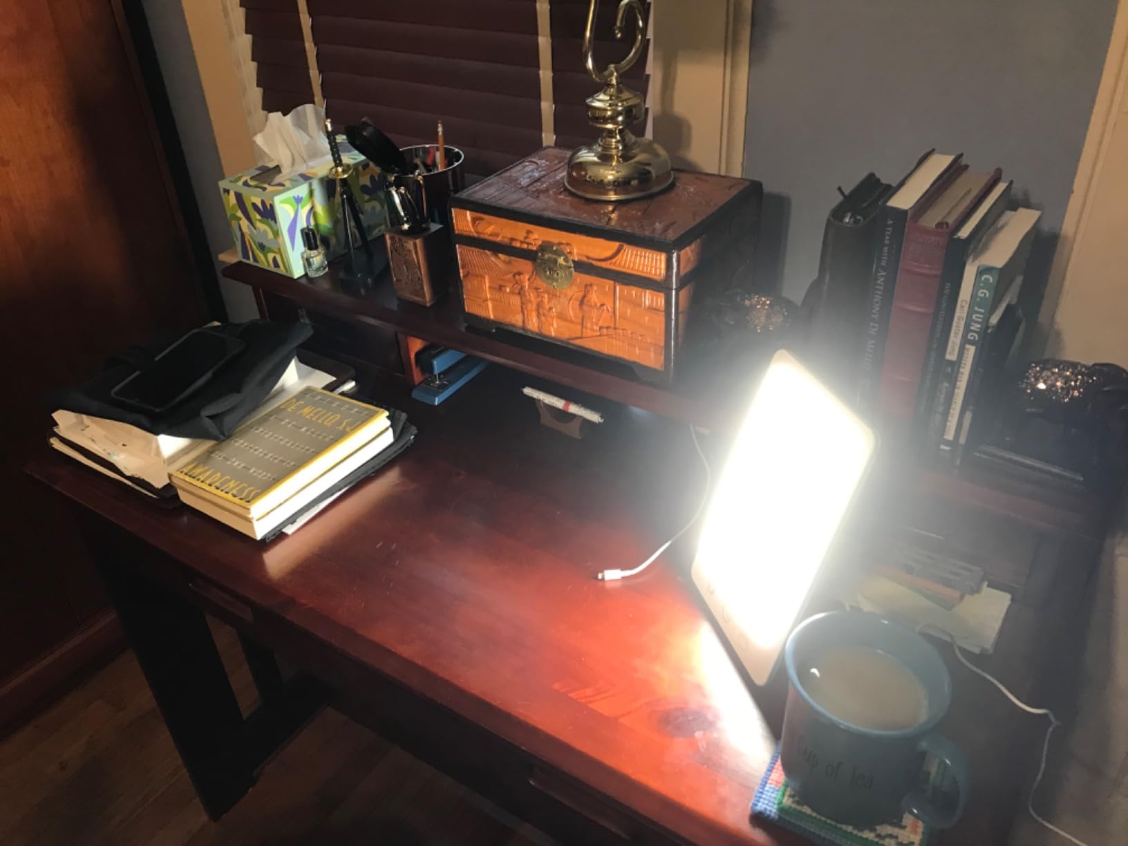 Verilux HappyLight Touch Plus - Light Therapy Lamp with 10,000 Lux, UV-Free, LED Bright White Light with Adjustable Brightness, Color, Countdown Timer, & Detachable Stand - Boost Mood, Sleep, & Focus customer photo 2