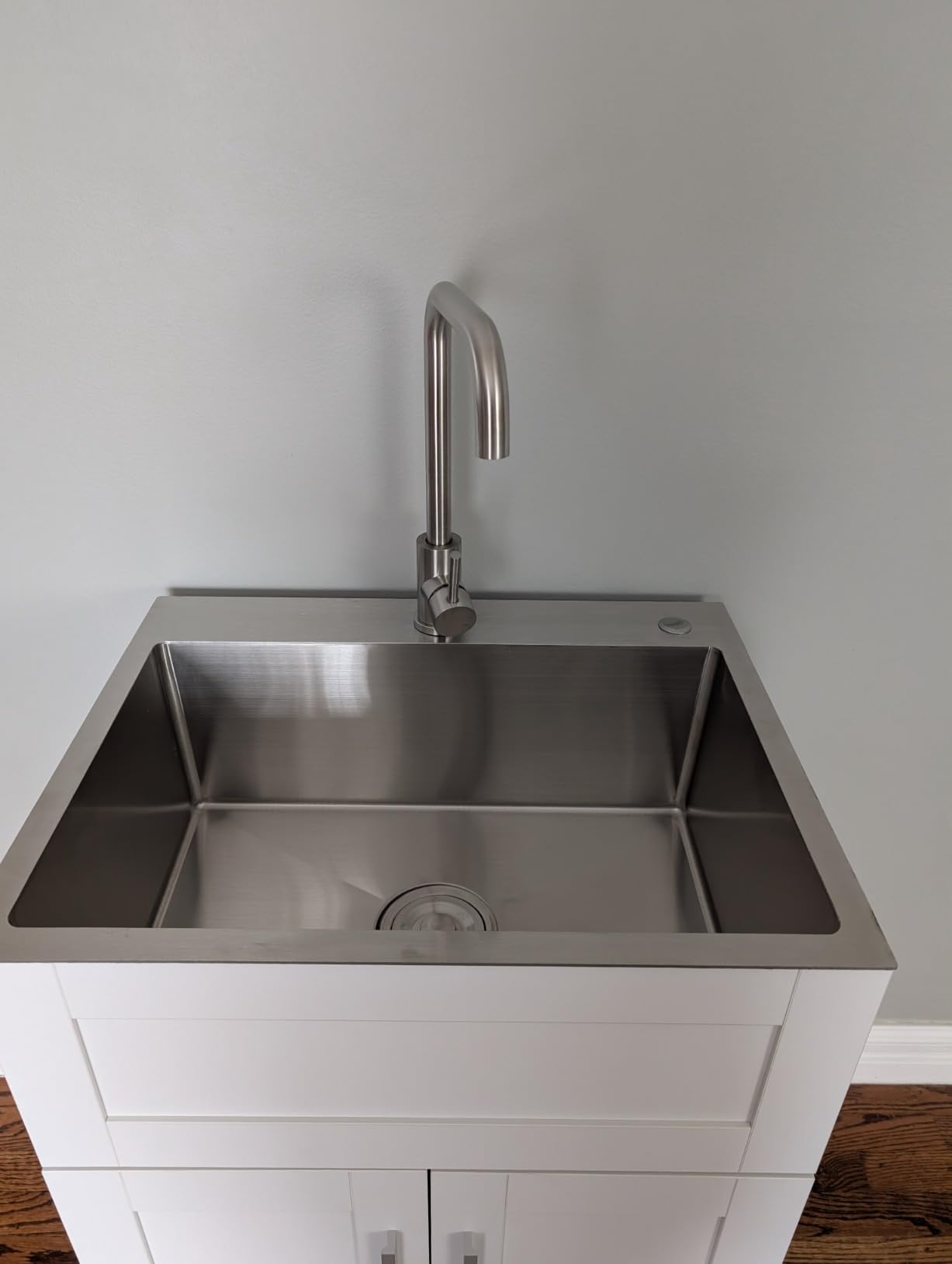 Goodyo Utility Sink with Cabinet 24 Inch Laundry Room Sink Cabinet 304 Stainless Steel Sink and Faucet Combo White customer photo 2