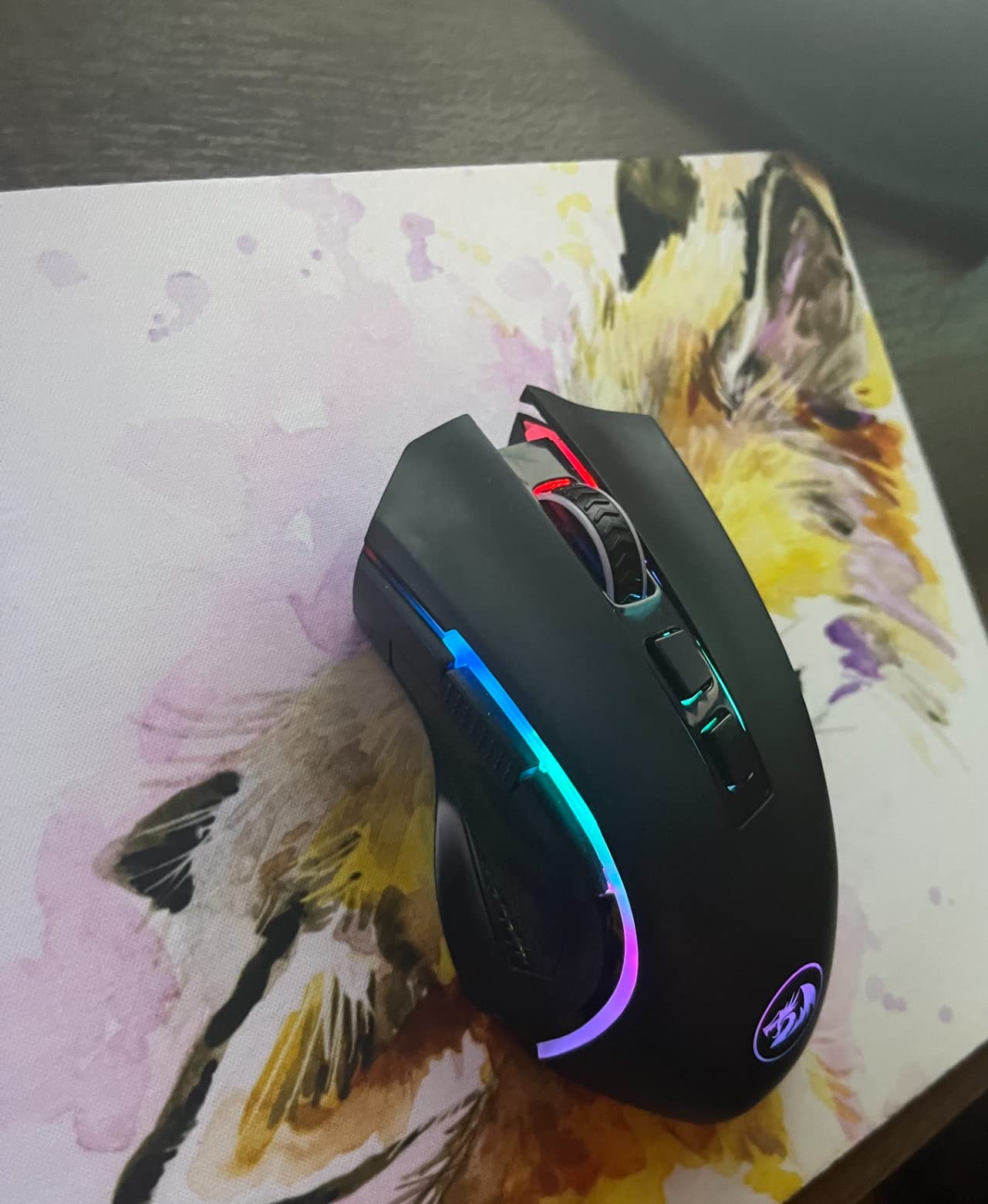 Redragon M602 Griffin RGB Gaming Mouse, RGB Spectrum Backlit Ergonomic Mouse with 7 Programmable Backlight Modes up to 8000 DPI for Windows PC Gamers (Black, Wireless) customer photo 2