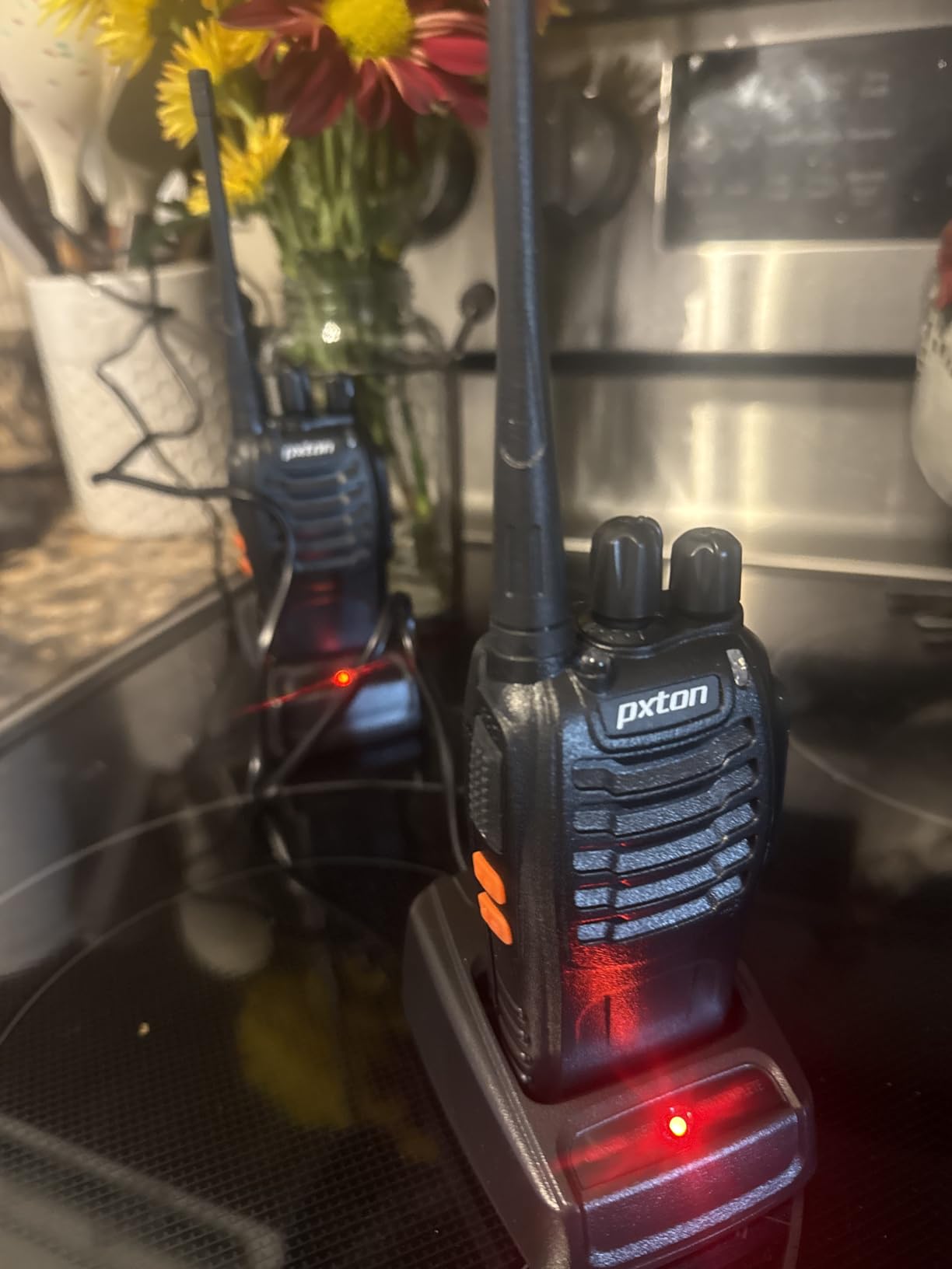 pxton Walkie Talkies Long Range for Adults with Earpieces,16 Channel Walky Talky Rechargeable Handheld Two Way Radios with Flashlight Li-ion Battery and Charger (4 Pack) customer photo 1