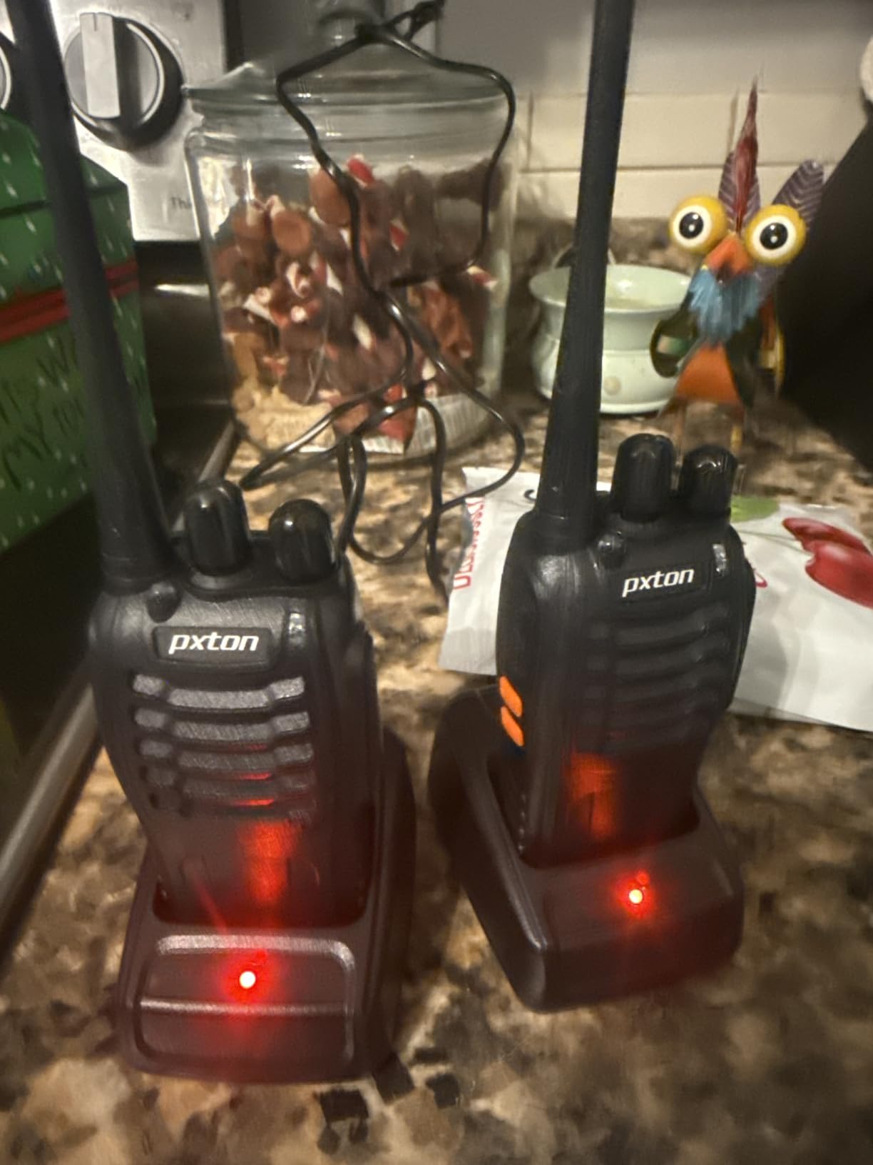 pxton Walkie Talkies Long Range for Adults with Earpieces,16 Channel Walky Talky Rechargeable Handheld Two Way Radios with Flashlight Li-ion Battery and Charger (4 Pack) customer photo 2