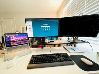 Kantek Ergonomic Mounted Computer Monitor Riser Stand, Floating Desk Shelf, Clamp On Base, Extra-Wide, 39.4