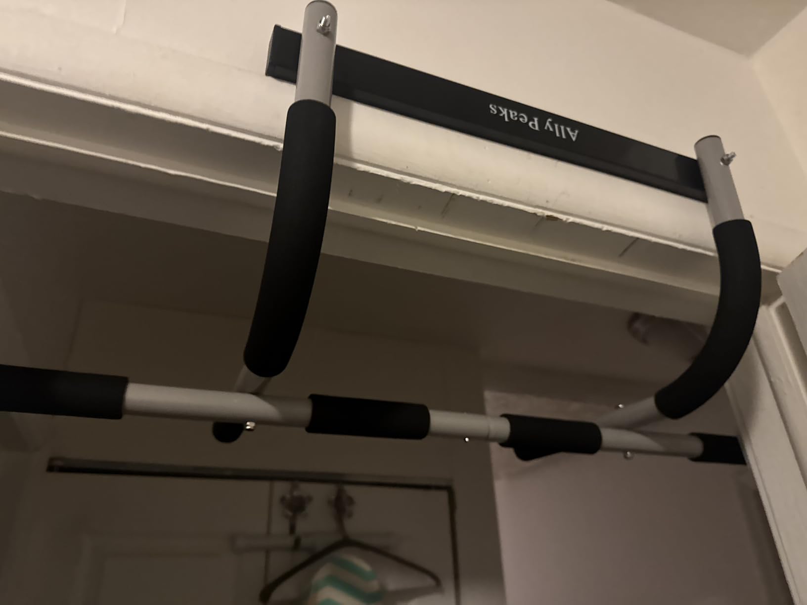 Ally Peaks Pull Up Bar for Doorway | Thickened Steel Max Limit 440 lbs Upper Body Fitness Workout Bar| Multi-Grip Strength for Doorway | Indoor Chin-Up Bar Fitness Trainer for Home Gym Portable customer photo 2