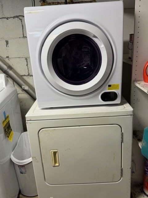 Euhomy Compact Laundry Dryer, 3.5 cu ft Front Load Stainless Steel Clothes Dryers With Exhaust Pipe, 1500W, LCD Control Panel Four-Function Portable Dryer For Apartments, Home, Dorm, White customer photo 1