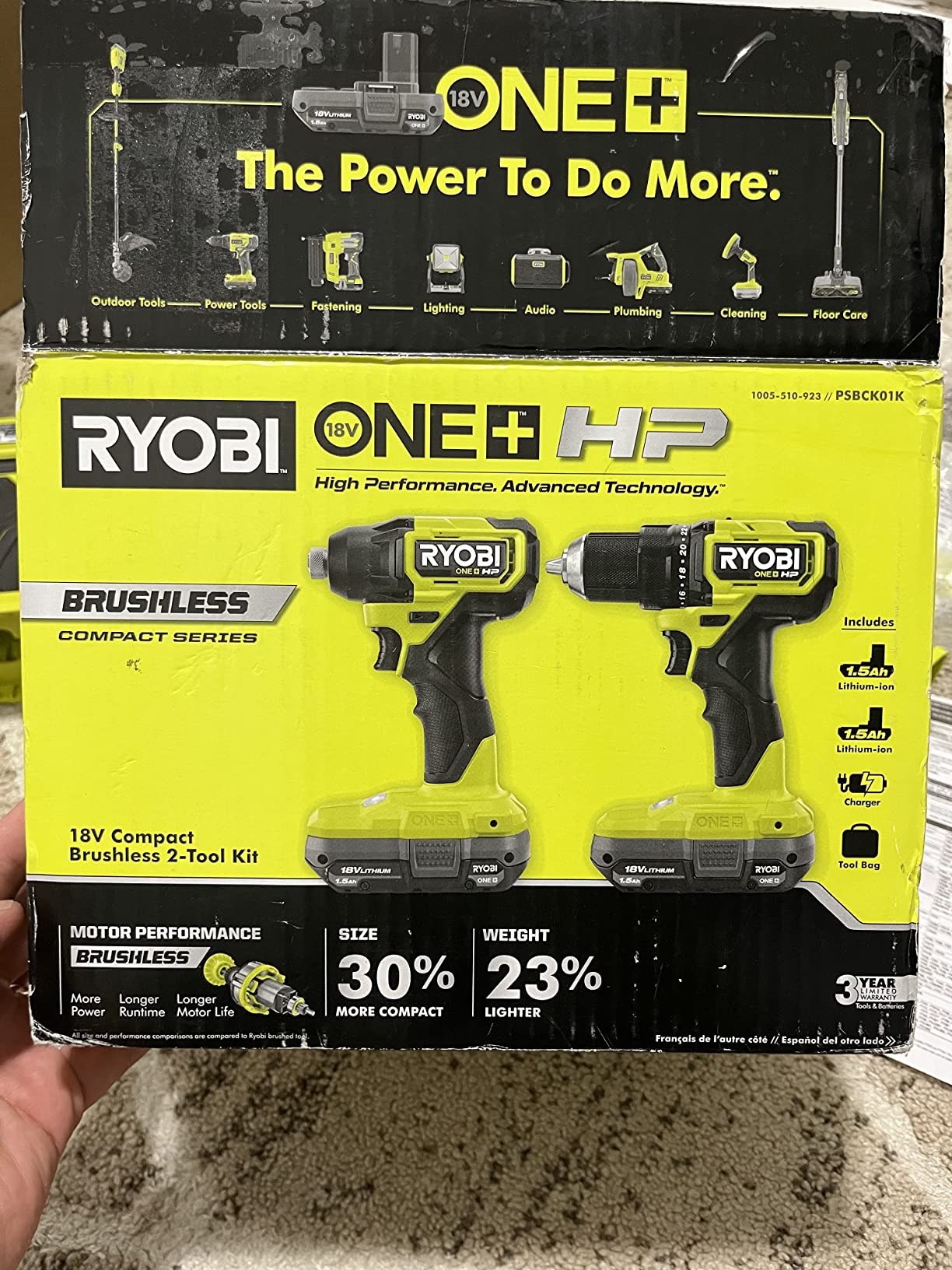 ONE+ HP 18V Brushless Cordless Compact 1/2 in. Drill and Impact Driver Kit with (2) 1.5 Ah Batteries, Charger and Bag customer photo 1