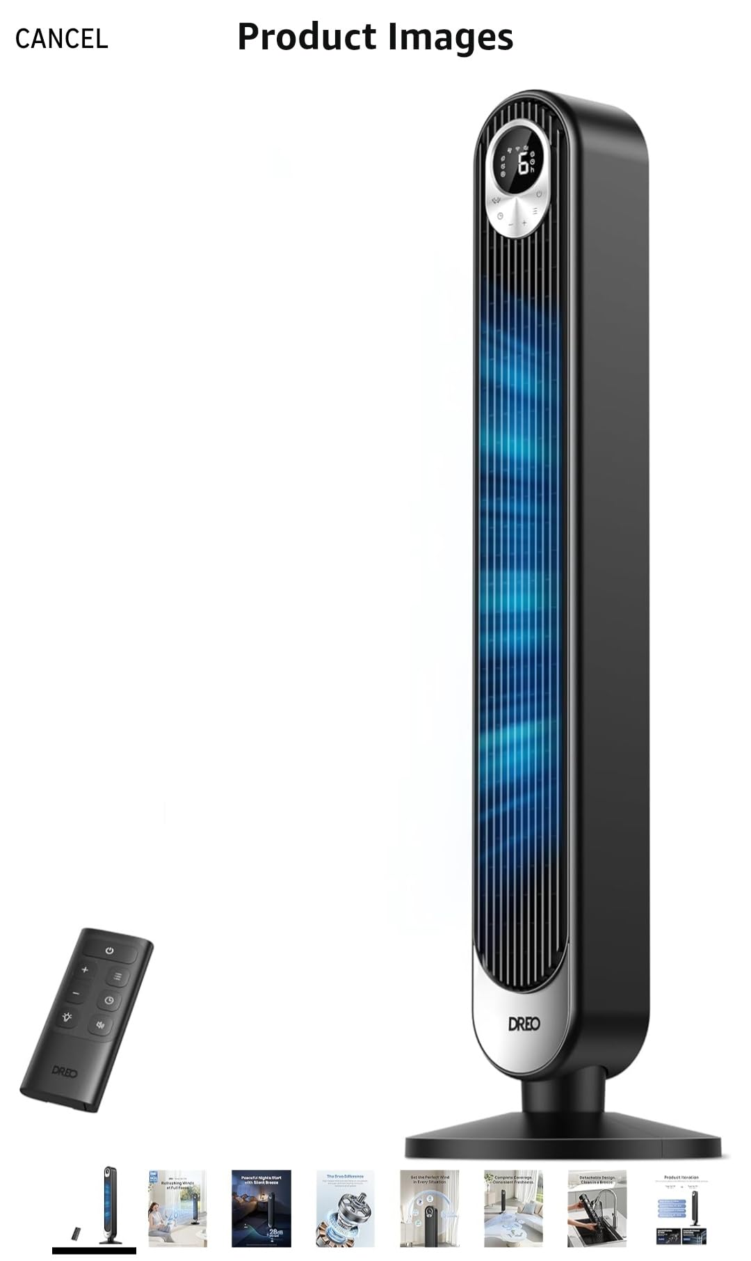 DREO Tower Fan for Bedroom, 28 ft/s, 20dB Quiet Oscillating Bladeless Fan with Remote, 9 Speeds, 4 Modes, 12H Timer, LED Display, Standing Floor Fan Powerful for Indoor Home Office Room, 42 Inch customer photo 1