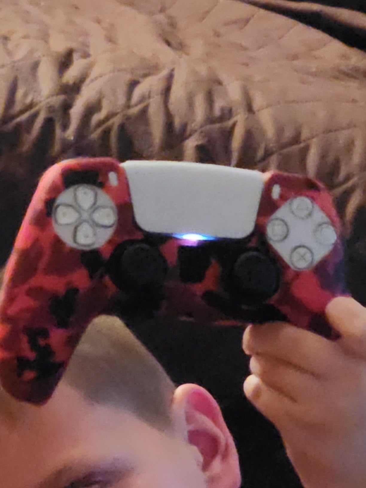 Sofunii 2 Pack Silicone Controller Skins Camo Anti-Slip Cover Case Protector Sleeve for PlayStation 5 /PS5 Controller with 8 x Thumb Grip Caps(Blue,Red) customer photo 2