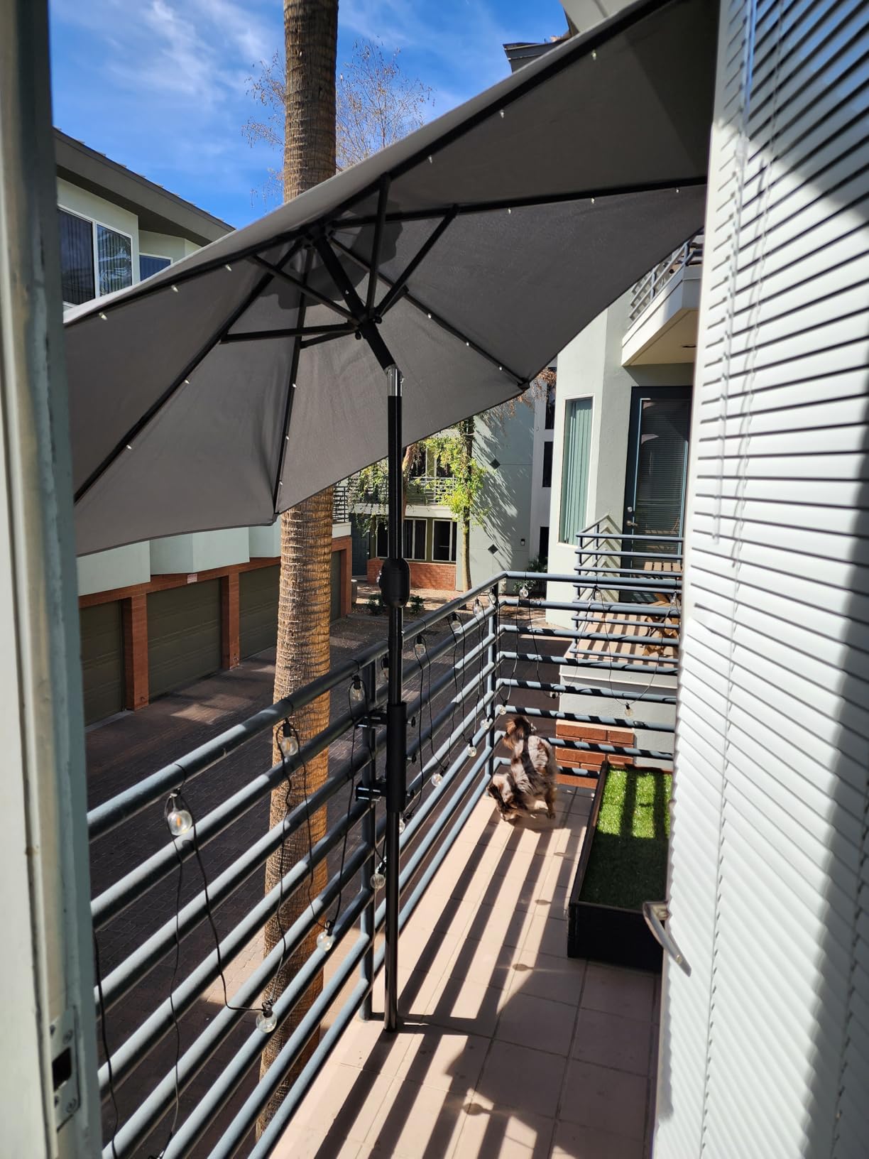 Blissun 7.5 ft Solar Umbrella, 18 LED Lighted Patio Umbrella, Table Market Umbrella customer photo 1