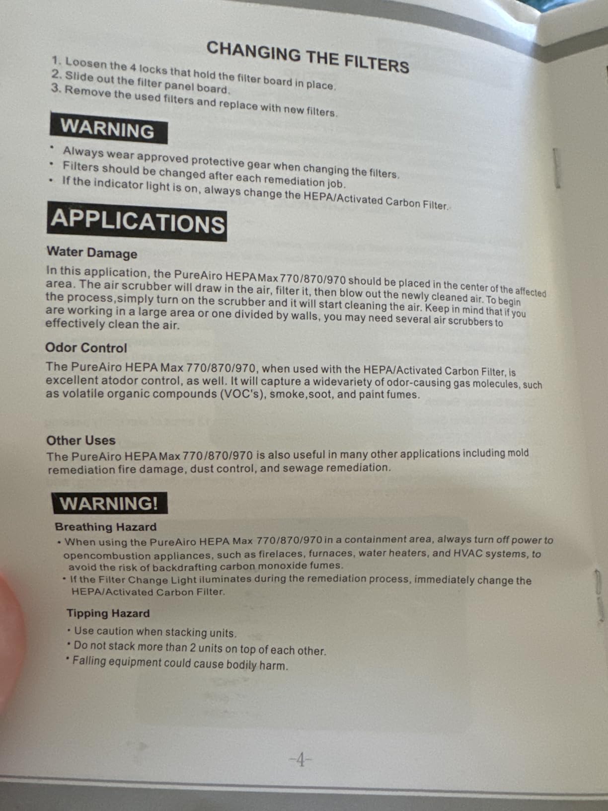 ALORAIR PureAiro HEPA Max 770 industrial Air Scrubber, 3-Stage Filtration System, GFCI Outlet, Negative Air Scrubber Water Damage Restoration Interior Decoration, Green customer photo 2