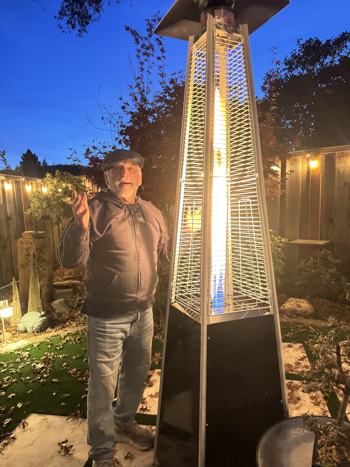 Pamapic Patio Heater with Cover, 48,000 BTU Pyramid Flame Outdoor Heater Quartz Glass Tube 87